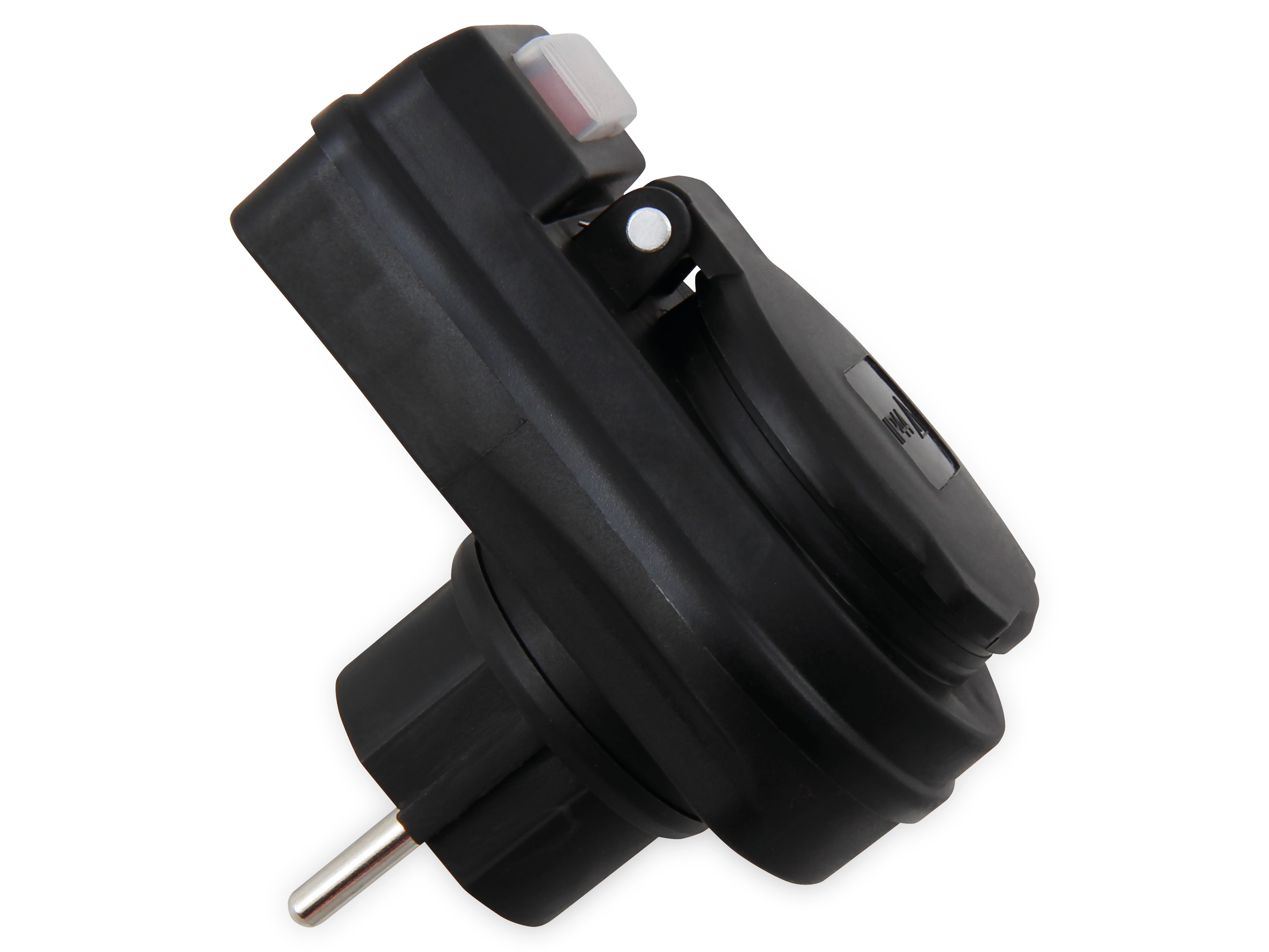 MCPOWER Schutzkontakt-Zwischensteckdose mit Schalter, IP44, schwarz