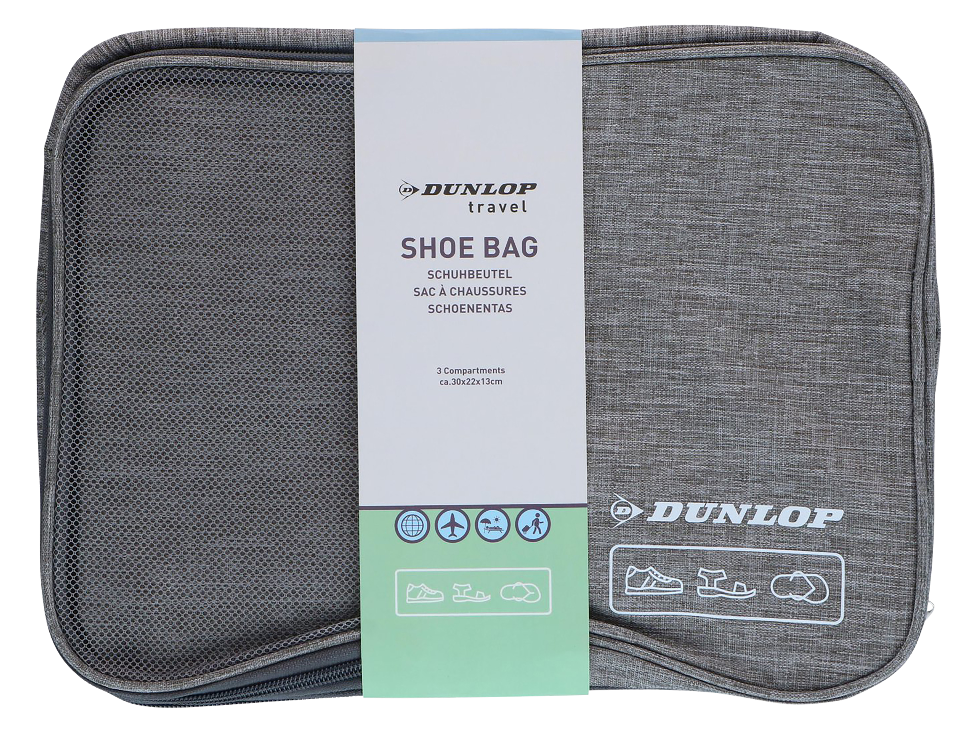 DUNLOP Schuhtasche, 30x22x13 cm, Schwarz, Grau, Blau