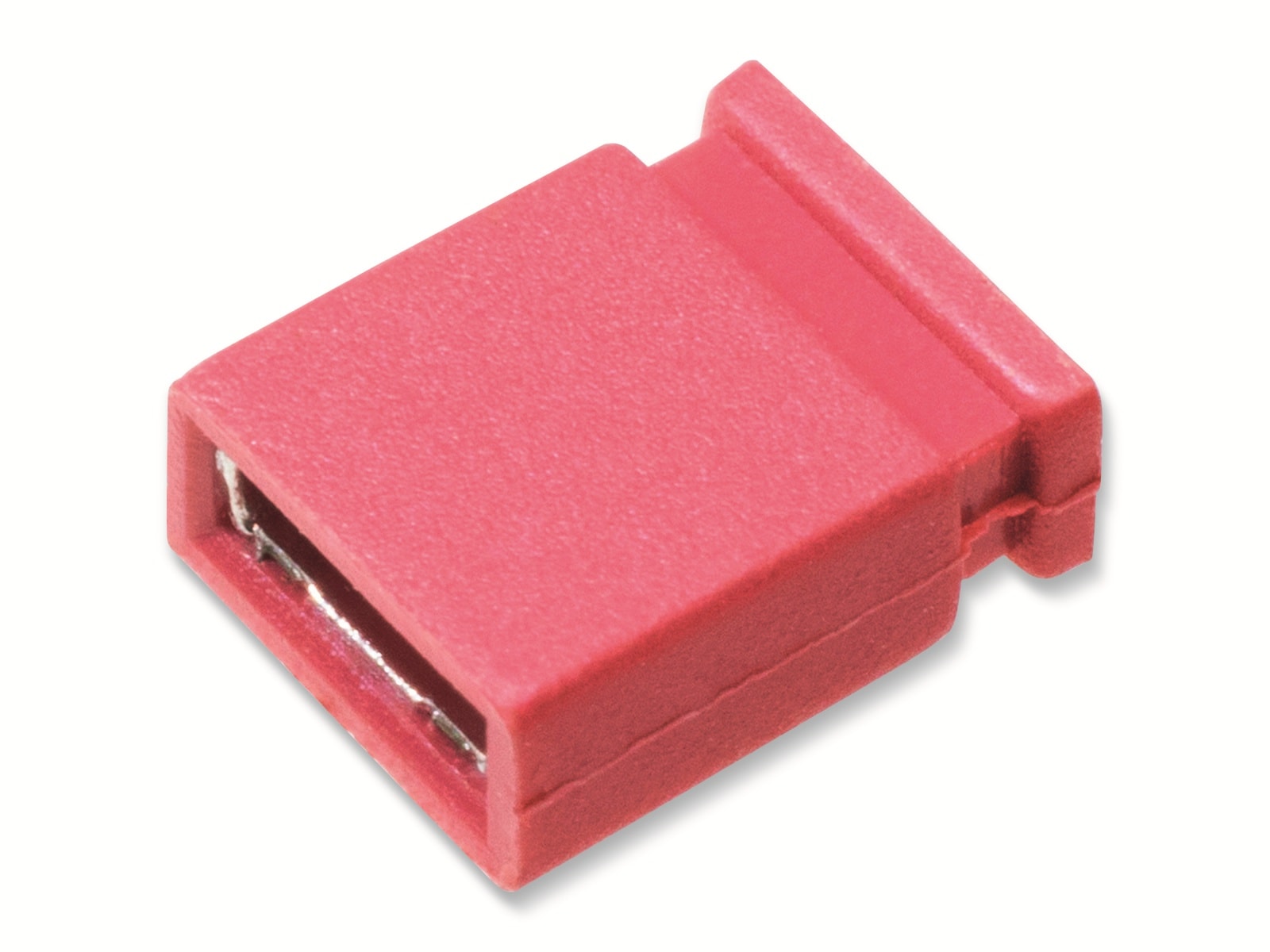 Kurzschlussbrücke / Jumper, rot, 2,54 mm, oben geschlossen, 2 Pol Kurzschlussbrücke / Jumper, rot, 2,54 mm, oben geschlossen, 2 Pol