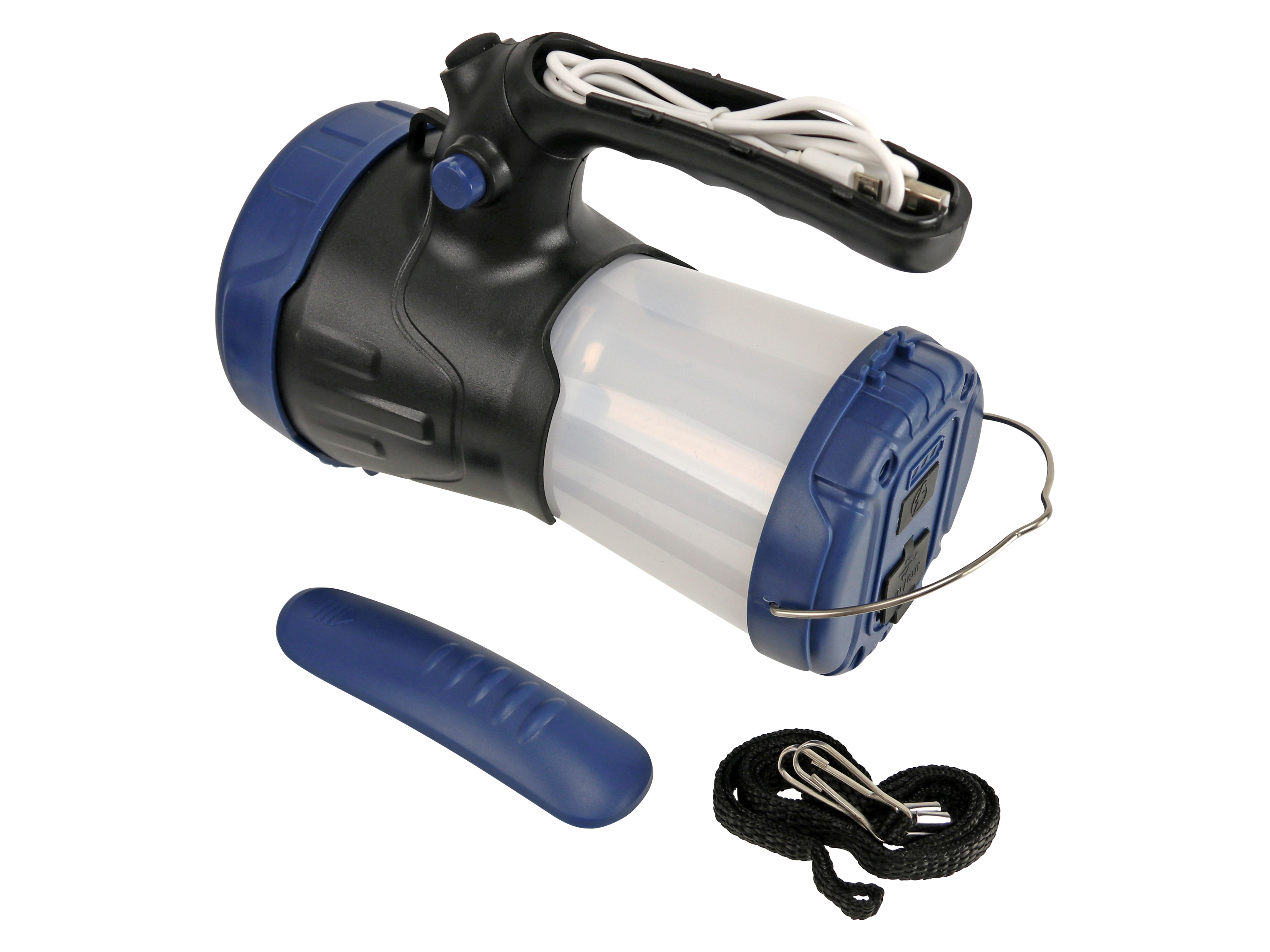 Campingleuchte, 3 W, 300...350 lm, zwei Helligkeitsstufen, blau/schwarz Campingleuchte, 3 W, 300...350 lm, zwei Helligkeitsstufen, blau/schwarz