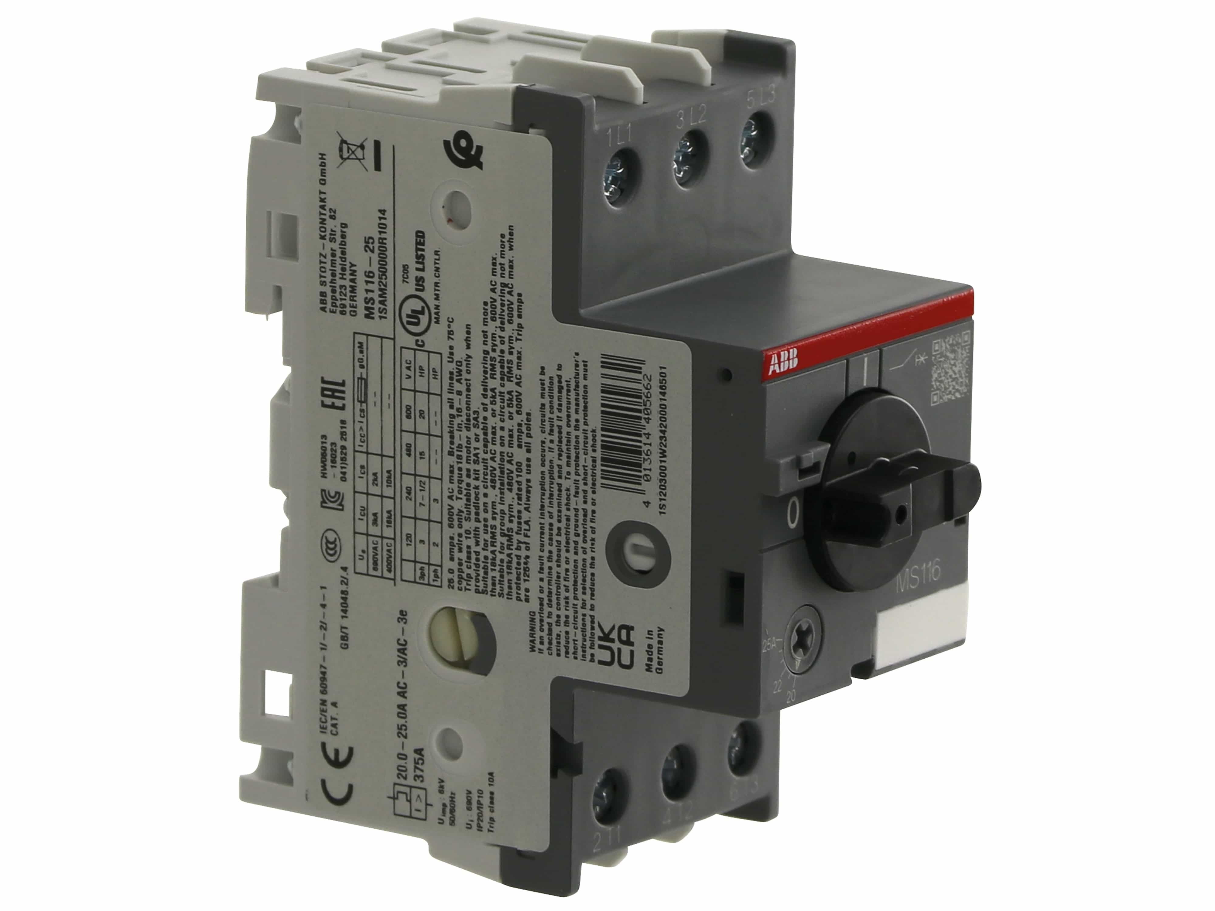 ABB Motorschutzschalter MS116-25, Auslöseklasse 10 A, 20...25 A