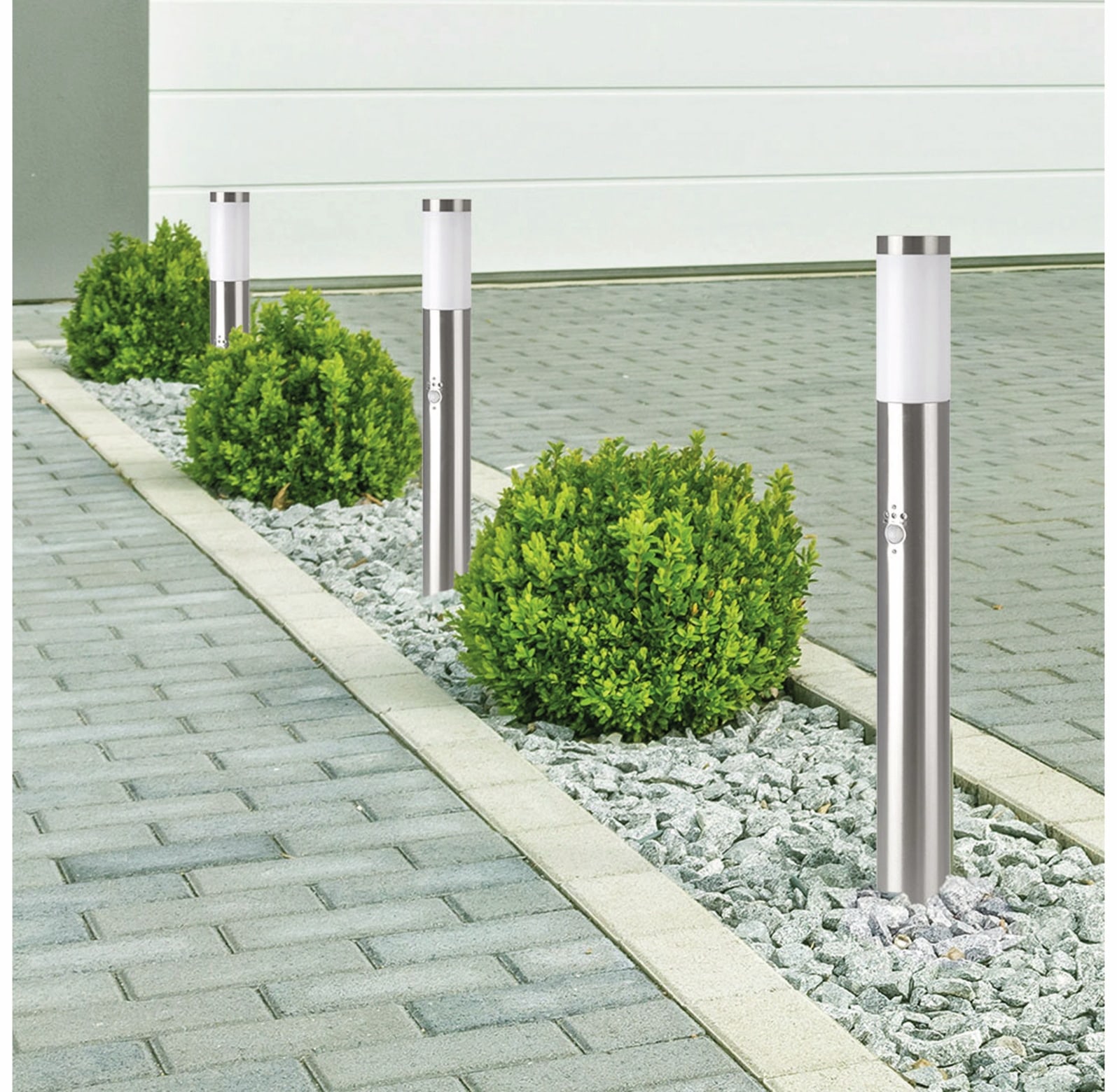 V-TAC Poller-Außenleuchte VT-838, IP44, E27, PIR-Sensor, Edelstahl, 800mm, VT-8960, Nickel-satiniert