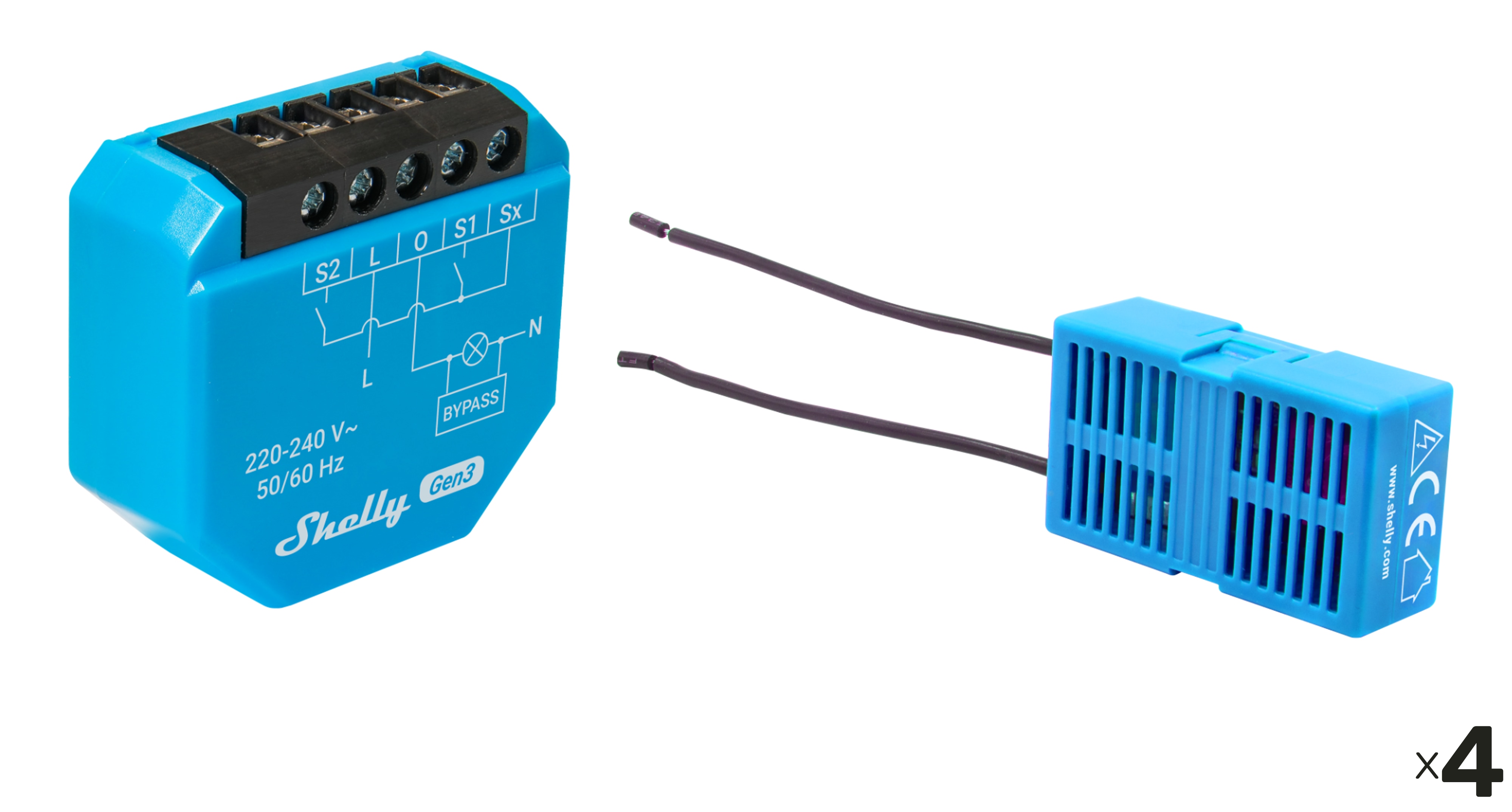 SHELLY Unterputz-Schalter 1L Gen3, WLAN, Bluetooth, 4 Stück SHELLY Unterputz-Schalter 1L Gen3, WLAN, Bluetooth, 4 Stück