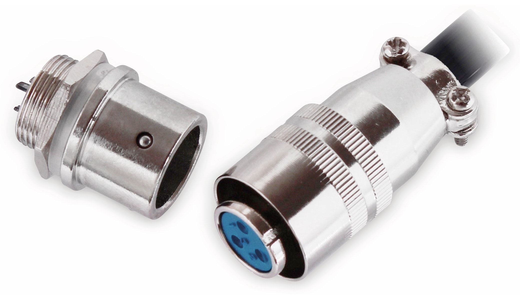 Einbaustecker-Set Ø 12mm 4-Pin mit Federverschluss Einbaustecker-Set Ø 12mm 4-Pin mit Federverschluss