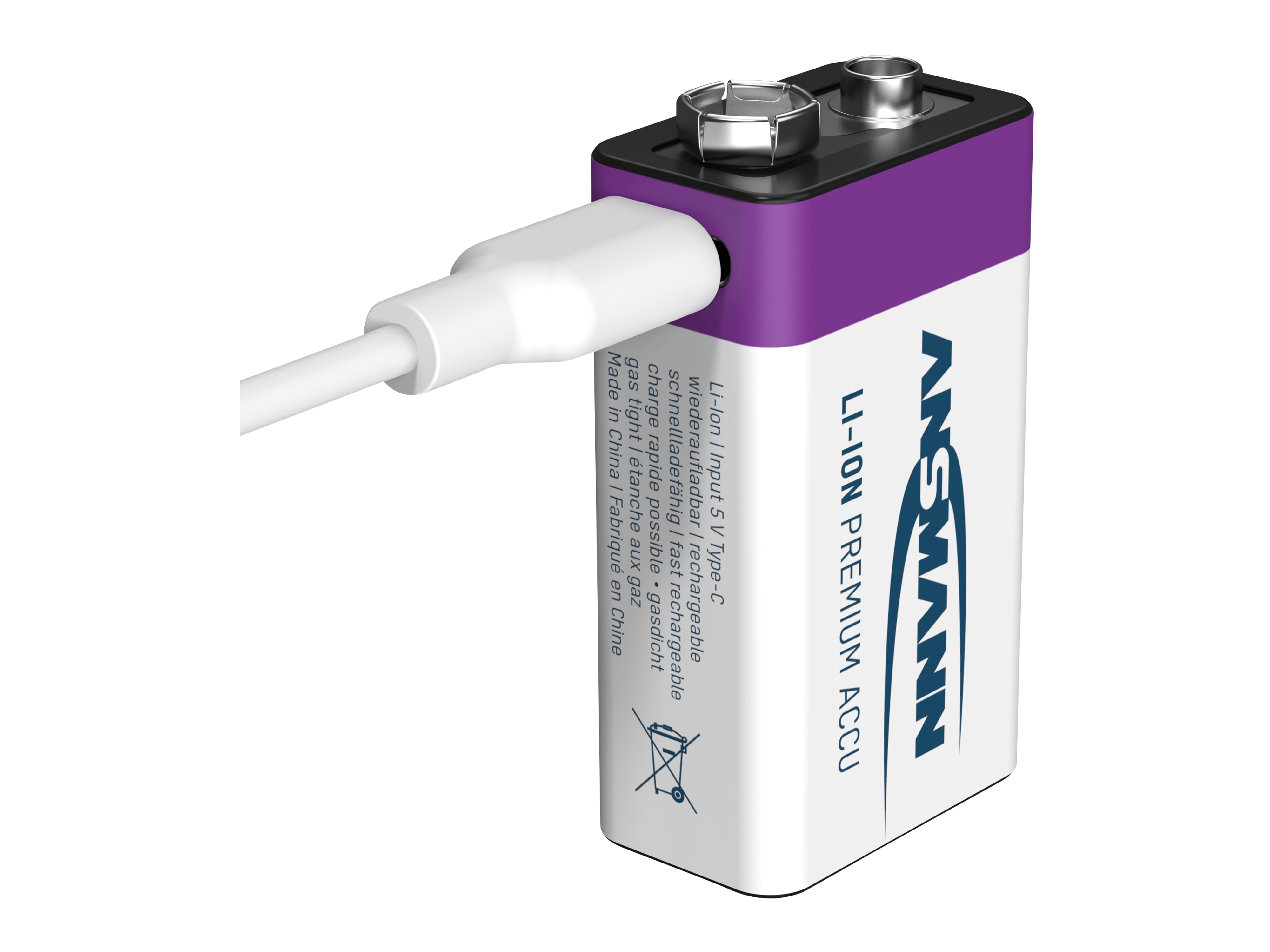 ANSMANN Li-Ion 9V-Block-Akku, Typ 400 (min. 340mAh)