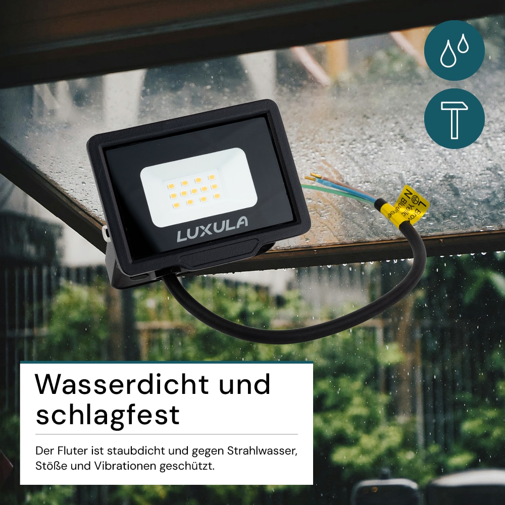 LUXULA LED-Fluter, EEK: F, 10W, 1000lm, 4000K, schwarz