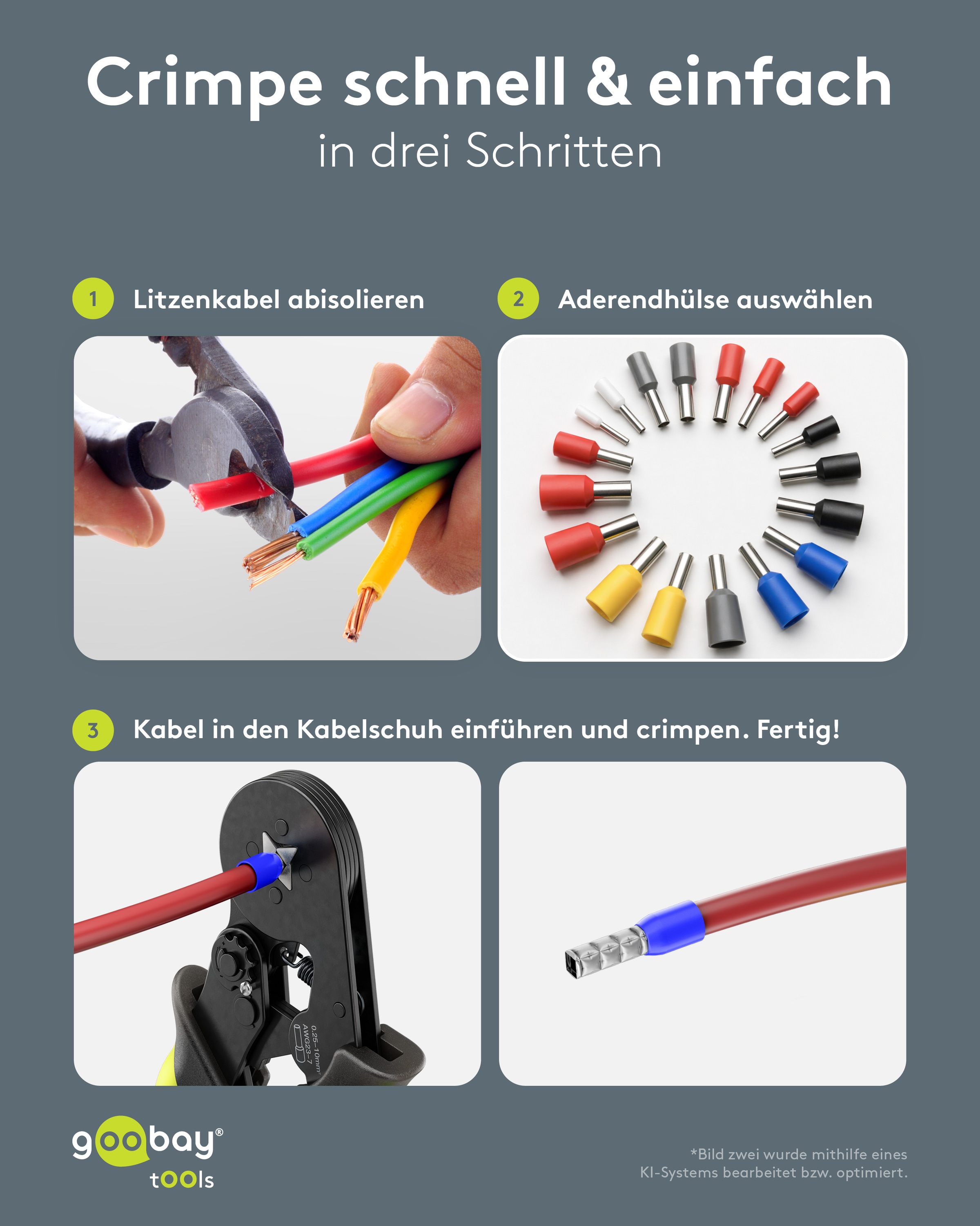 GOOBAY TOOLS Vierkant-Crimpzange für Aderendhülsen GOOBAY TOOLS Vierkant-Crimpzange für Aderendhülsen