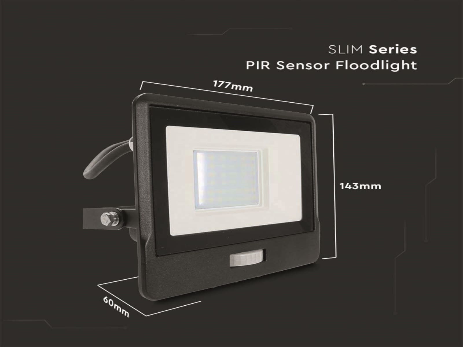 V-TAC LED-Fluter, Bewegungsmelder VT-138S-1 (20287) EEK: F, 30W, 2340 lm, 4000K, schwarz V-TAC LED-Fluter, Bewegungsmelder VT-138S-1 (20287) EEK: F, 30W, 2340 lm, 4000K, schwarz