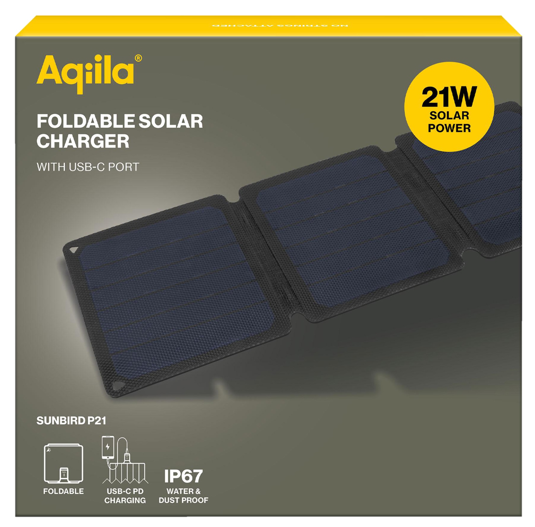 AQIILA Solarpanel Sunbird P21, 21 W, USB-C, schwarz