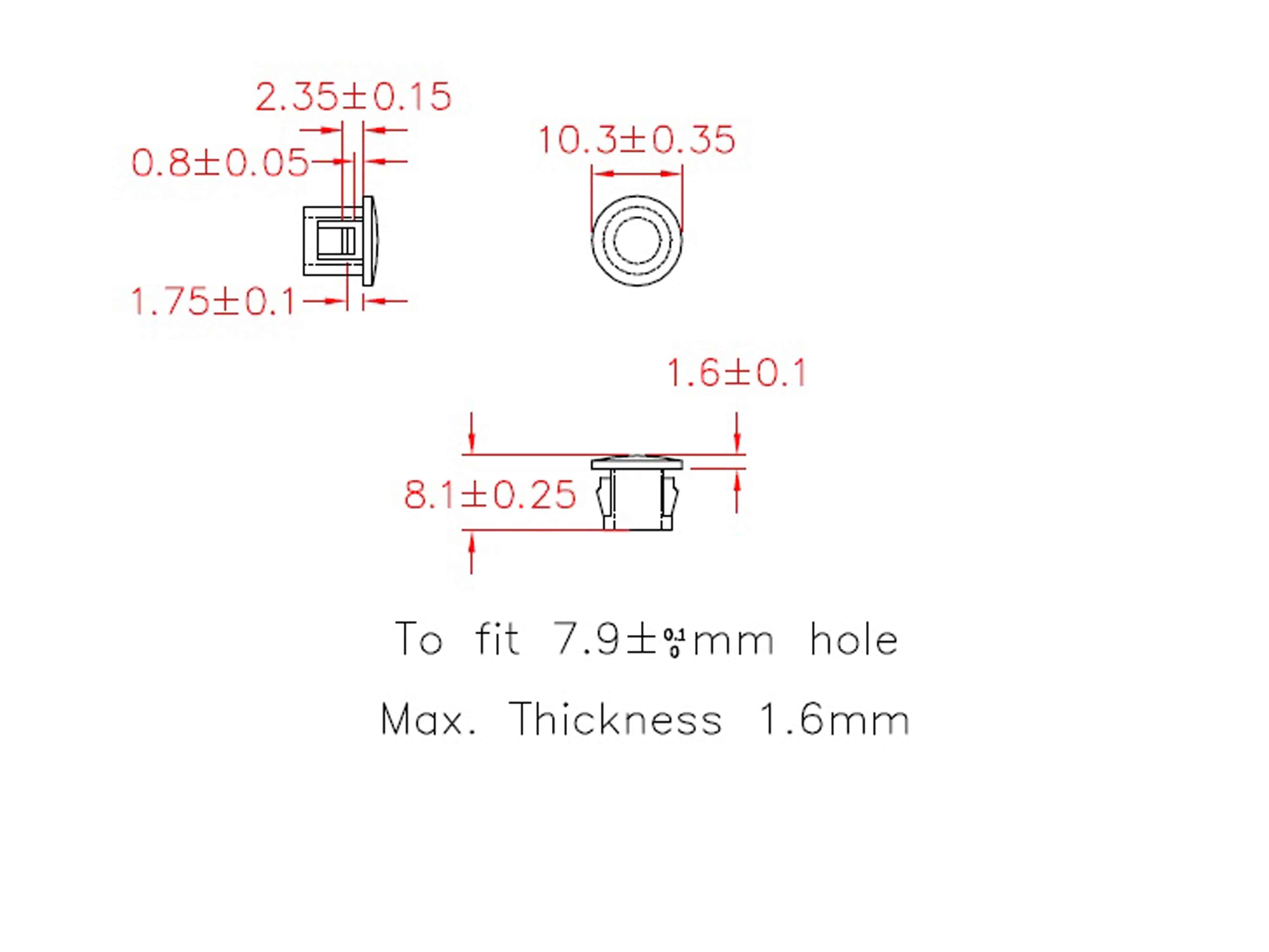 KSS Lochabdeckung Polyamid 6.6, schwarz, für Loch 7,9, Abdeckung-Ø 10,3, 1 Stück