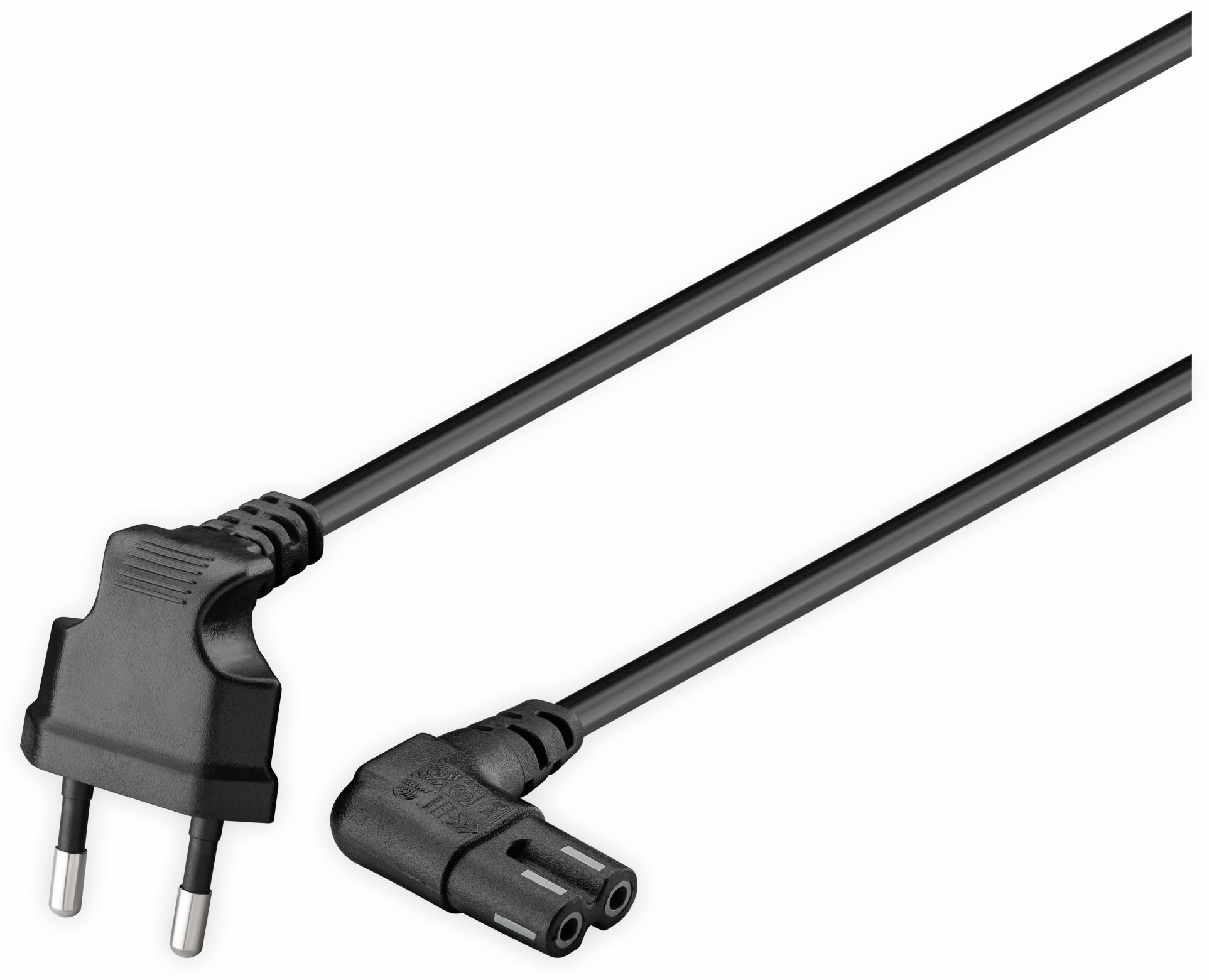 GOOBAY Euro-Netzkabel mit Doppelnutkupplung, schwarz, 0,3m, 90° GOOBAY Euro-Netzkabel mit Doppelnutkupplung, schwarz, 0,3m, 90°