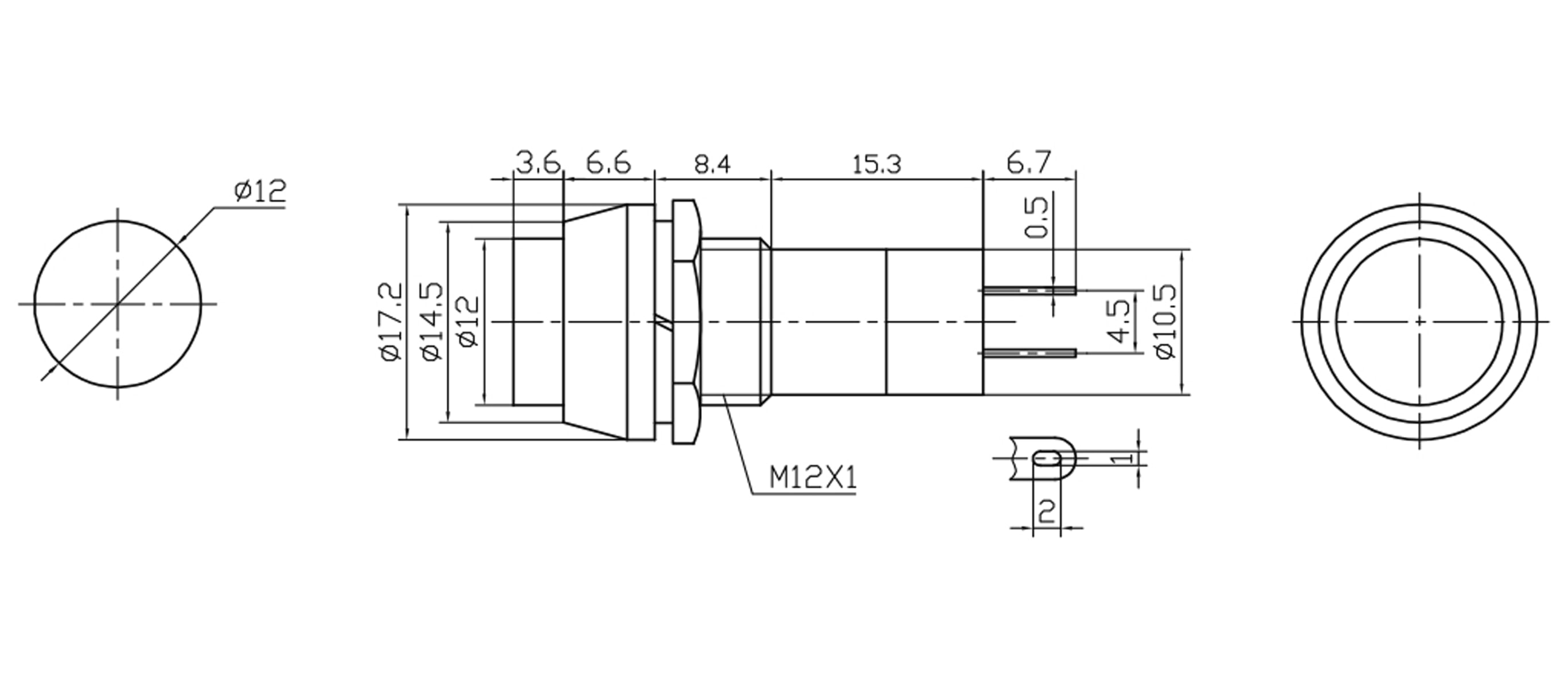 Einbau-Druckschalter PBS-11A, rund, Ein/Aus, rot Einbau-Druckschalter PBS-11A, rund, Ein/Aus, rot
