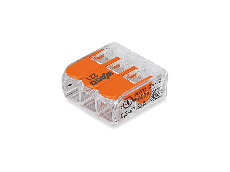 WAGO Steckklemmen 221-413, 3-polig, 0,2...4 mm², 100 Stück