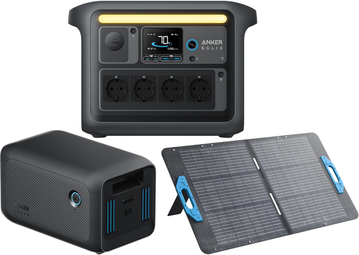 ANKER SOLIX Powerstation-Set, C1000X + Erweiterungsakku BP1000 + Solarmodul PS100
