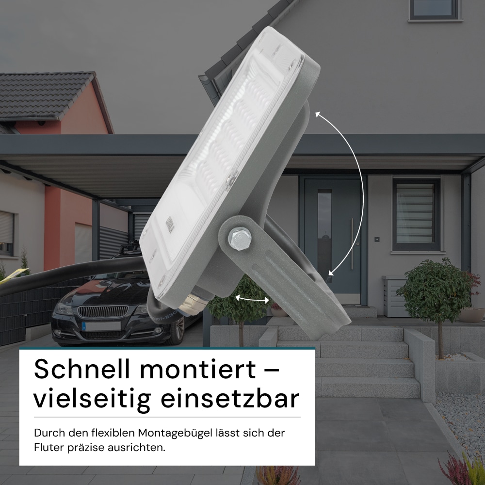 LUXULA LED-Fluter, EEK: E, 30W, 3900lm, 4000K, IP65, grau