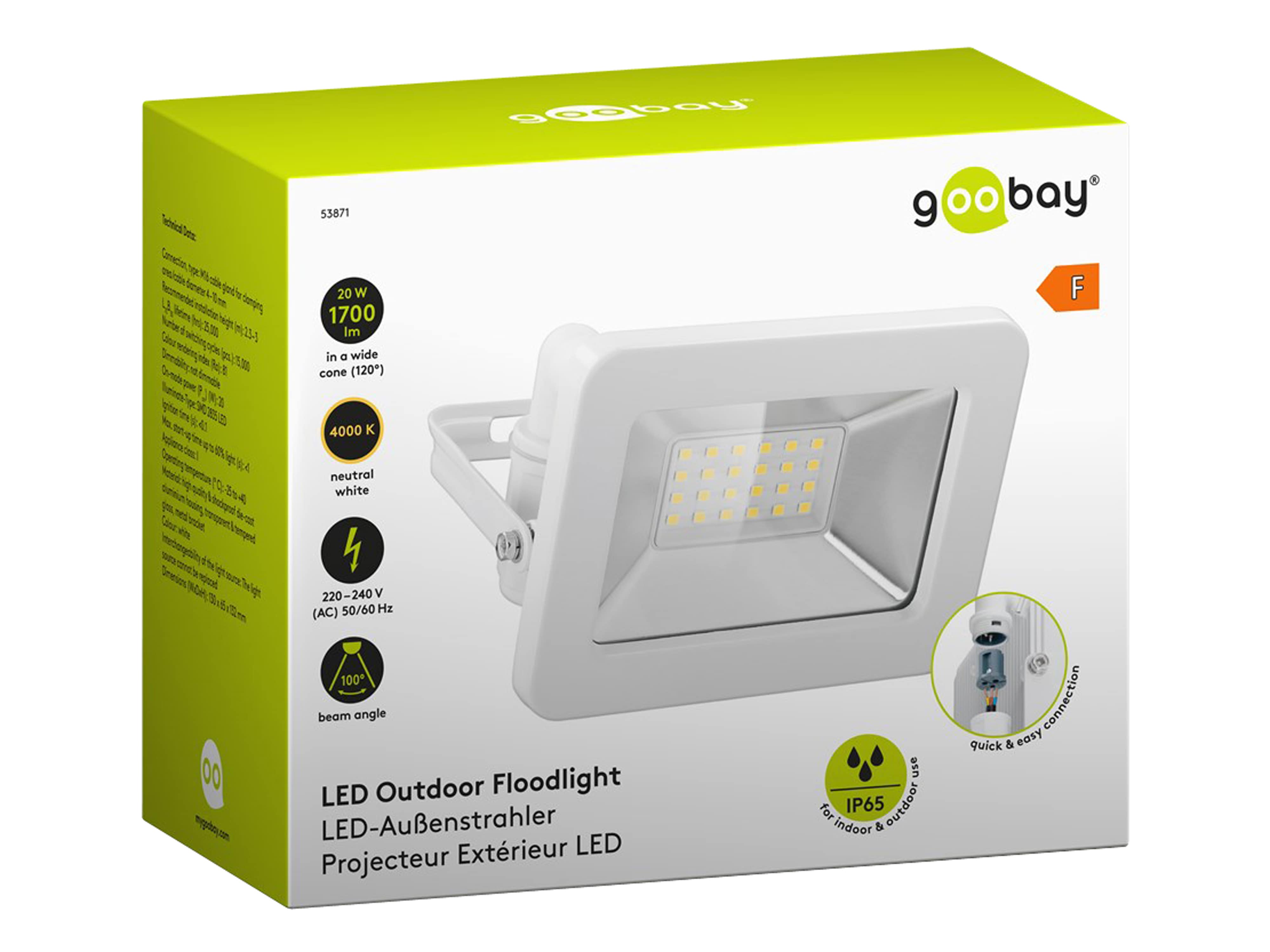 GOOBAY LED-Fluter, 20W, 1700lm, 4000K, weiß GOOBAY LED-Fluter, 20W, 1700lm, 4000K, weiß