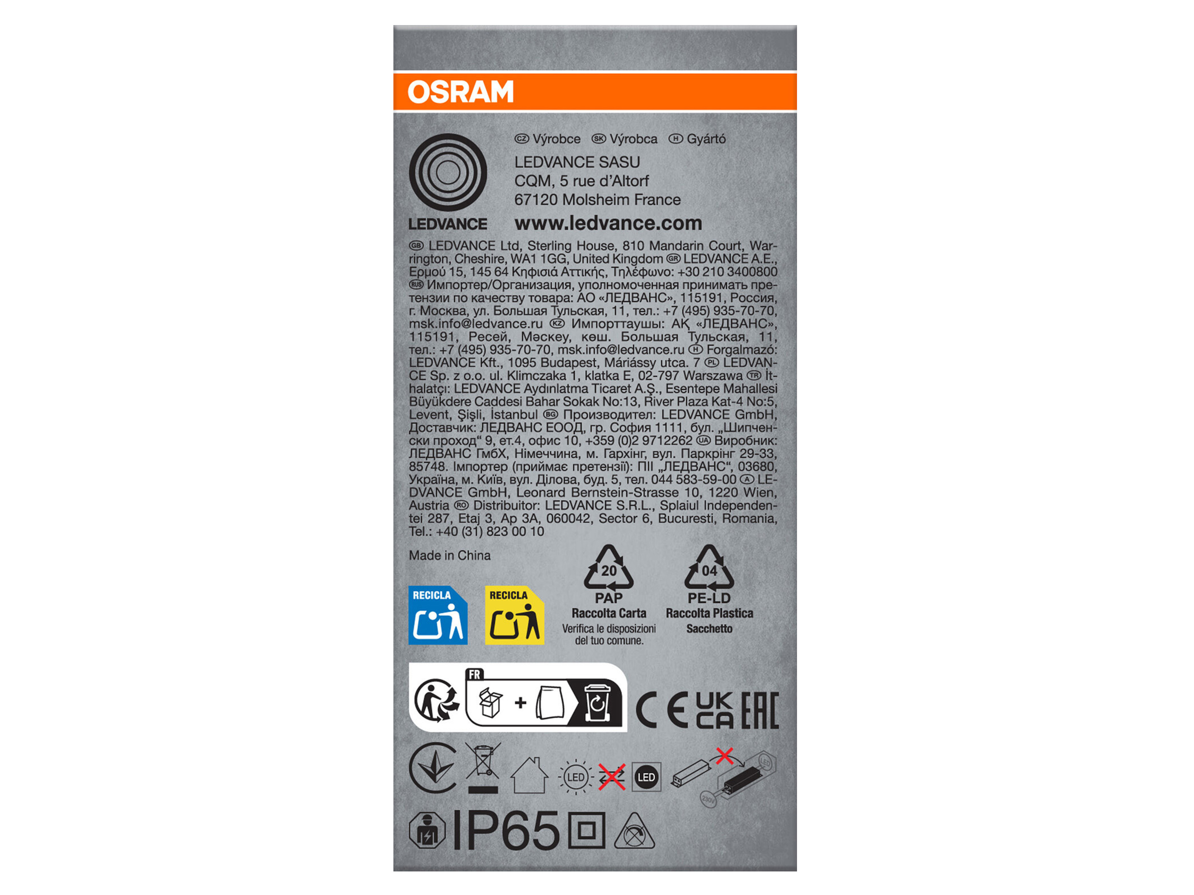 OSRAM LED-Feuchtraumleuchte, 18W, 1600 lm, 4000 K, IP65, neutralweiß, 1,2 m