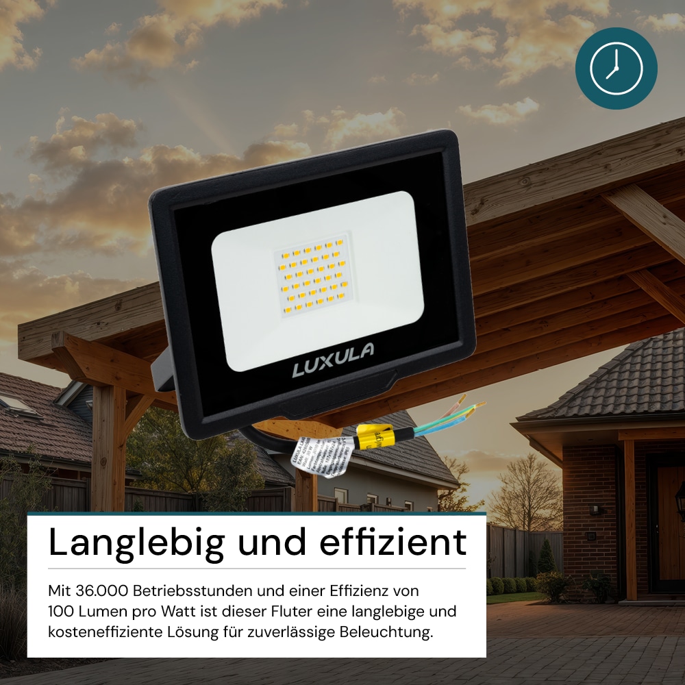 LUXULA LED-Fluter, EEK: F, 30W, 3000lm, 4000K, schwarz LUXULA LED-Fluter, EEK: F, 30W, 3000lm, 4000K, schwarz
