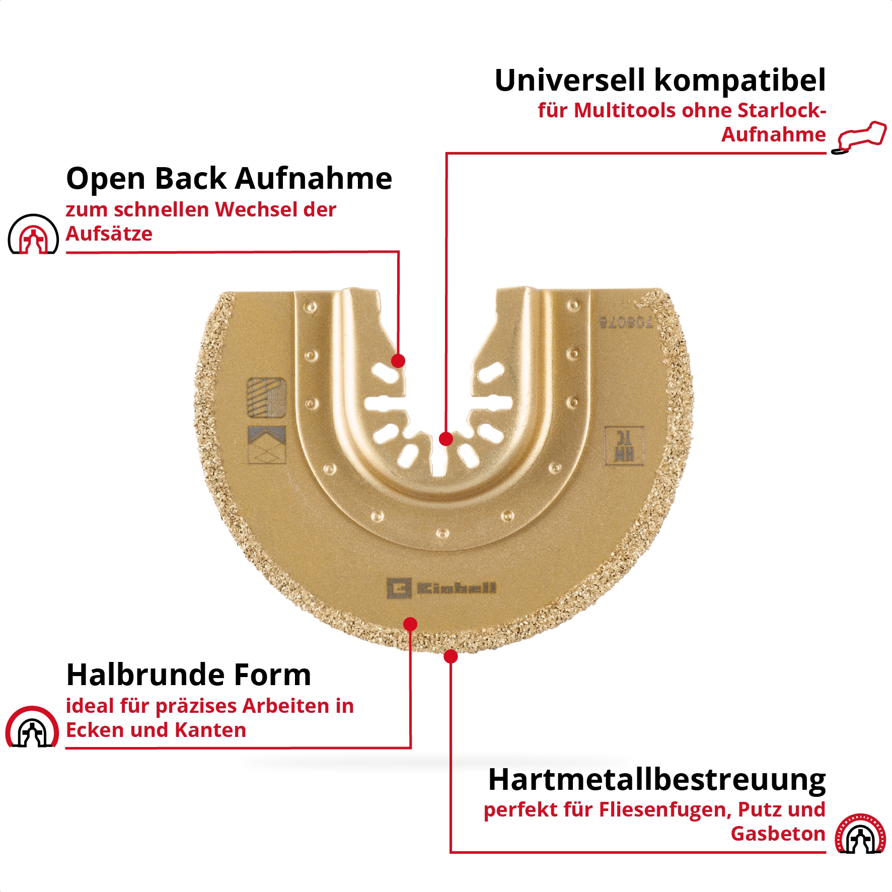 EINHELL Hartmetall-Sägeblatt, 708078, halbrund, 87 mm