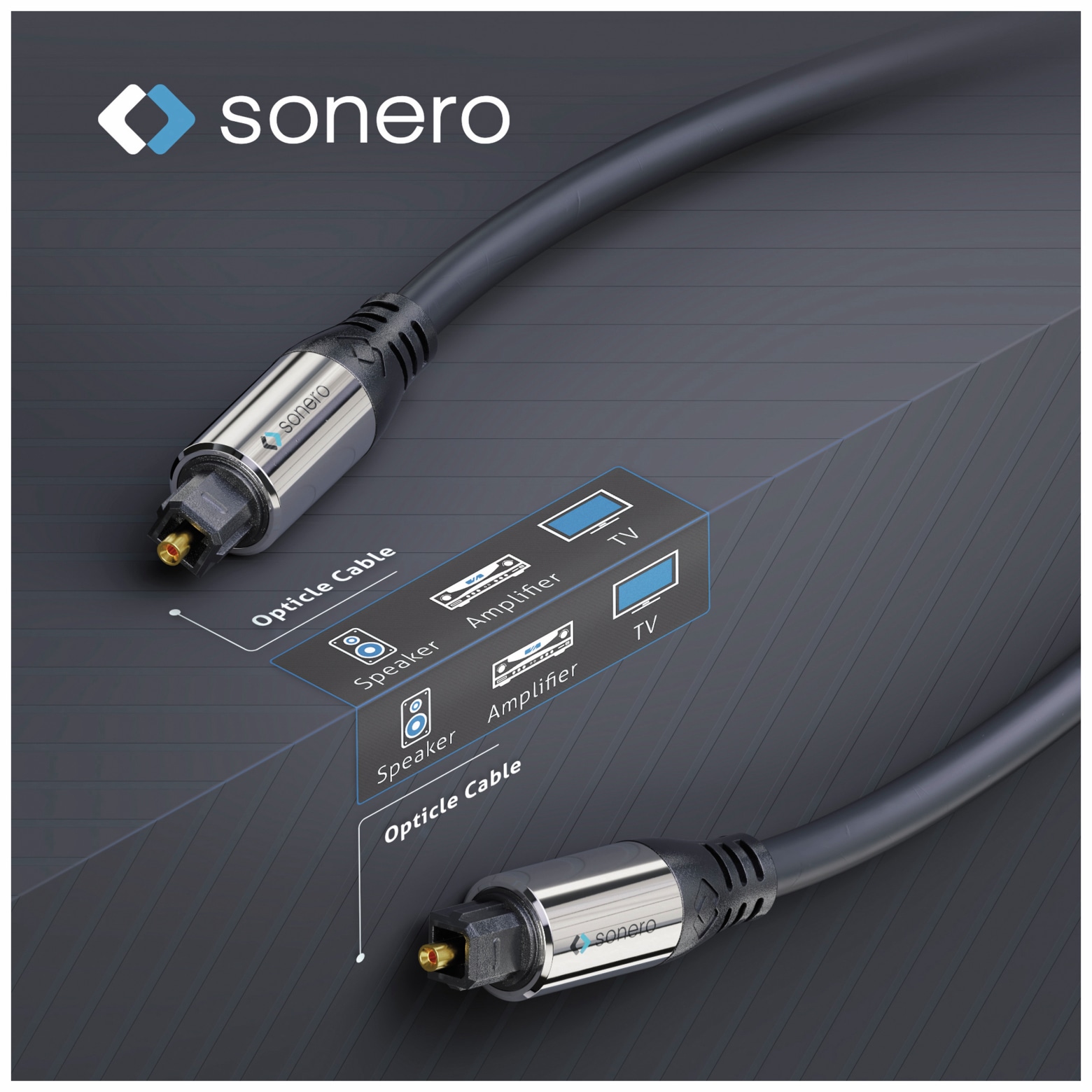 SONERO Lichtleiter-Kabel, 2 m, schwarz