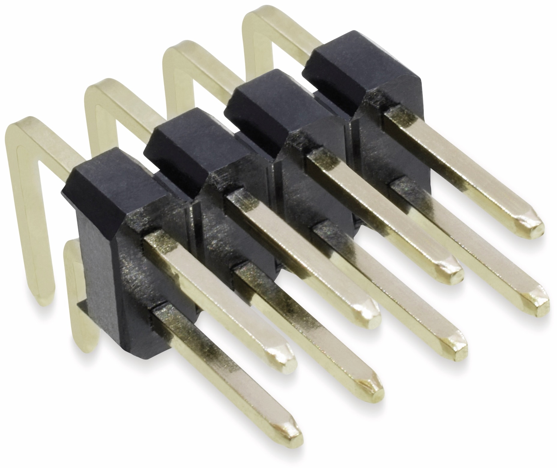 Stiftleiste, 2 x 4, 2,54 mm, gewinkelt, 0,8µ Au (Gold), 5 Stück