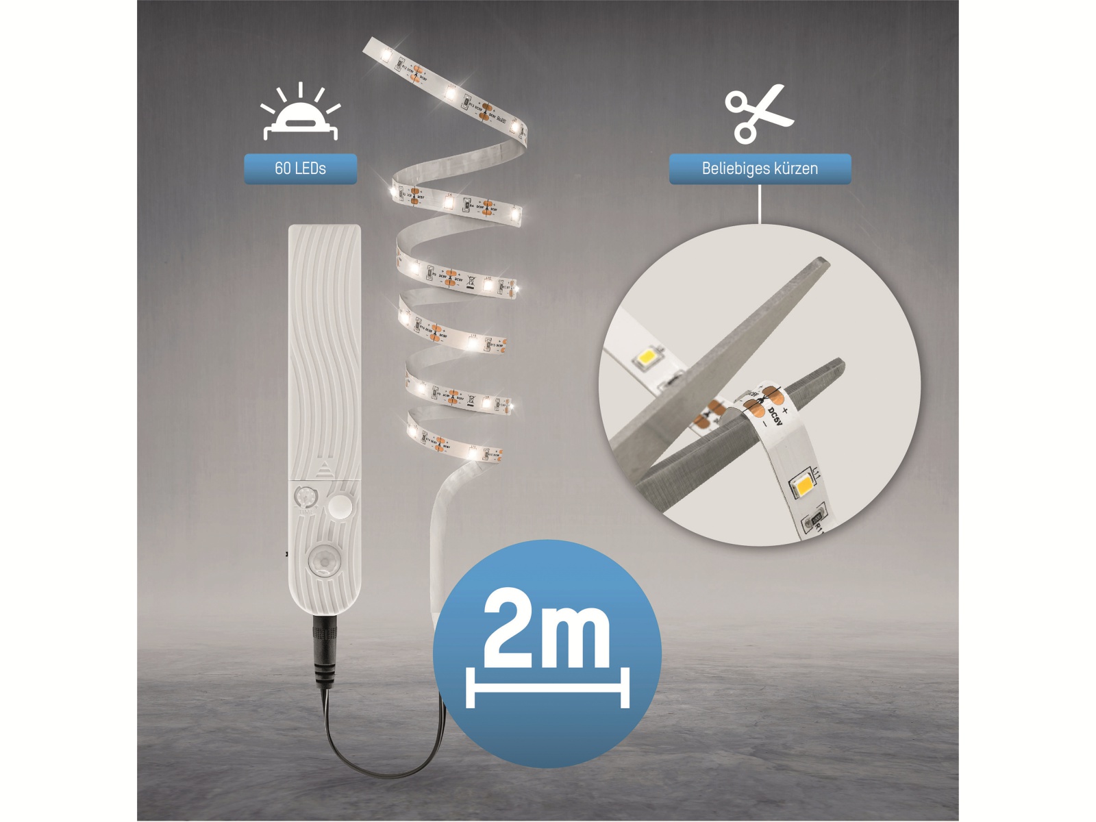 ANSMANN LED-Band 60 LEDs, Bewegungs-/Dämmerungssensor, inklusive 4 Micro-Batterien ANSMANN LED-Band 60 LEDs, Bewegungs-/Dämmerungssensor, inklusive 4 Micro-Batterien