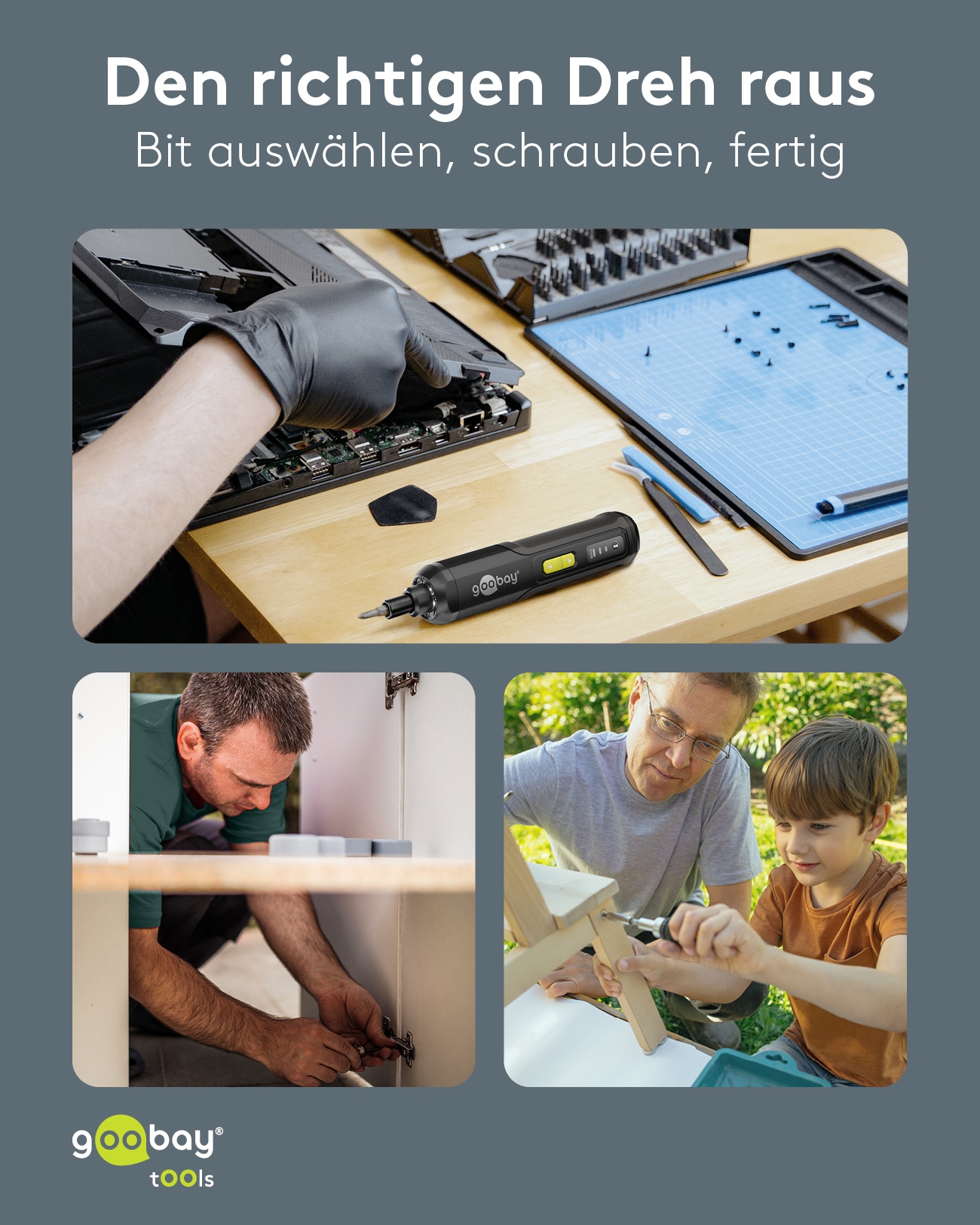 GOOBAY TOOLS Mini-Akkuschrauber-Set, 77816, 28-teilig