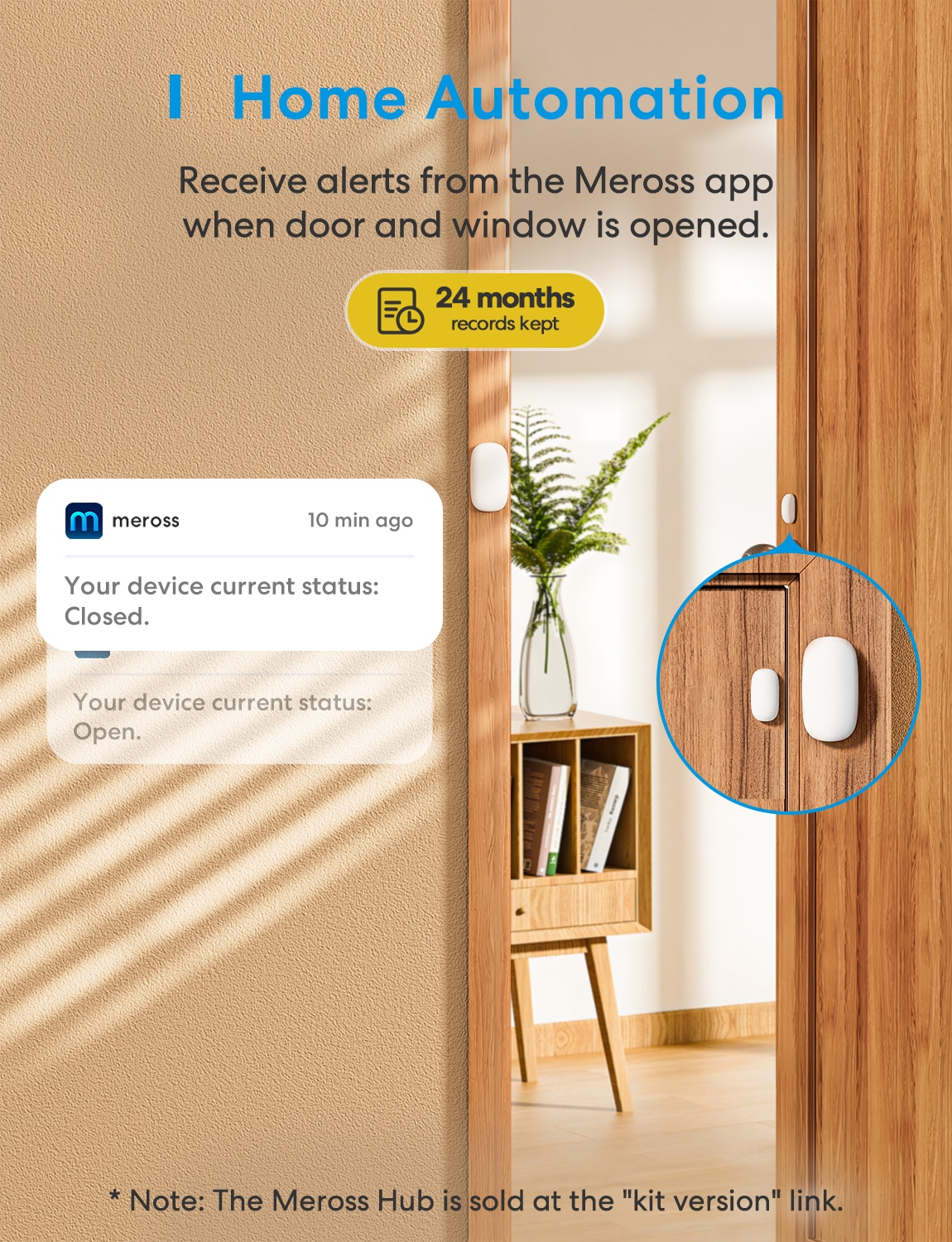 MEROSS Smart Wireless Tür-/Fenstersensor MS200HK-EU