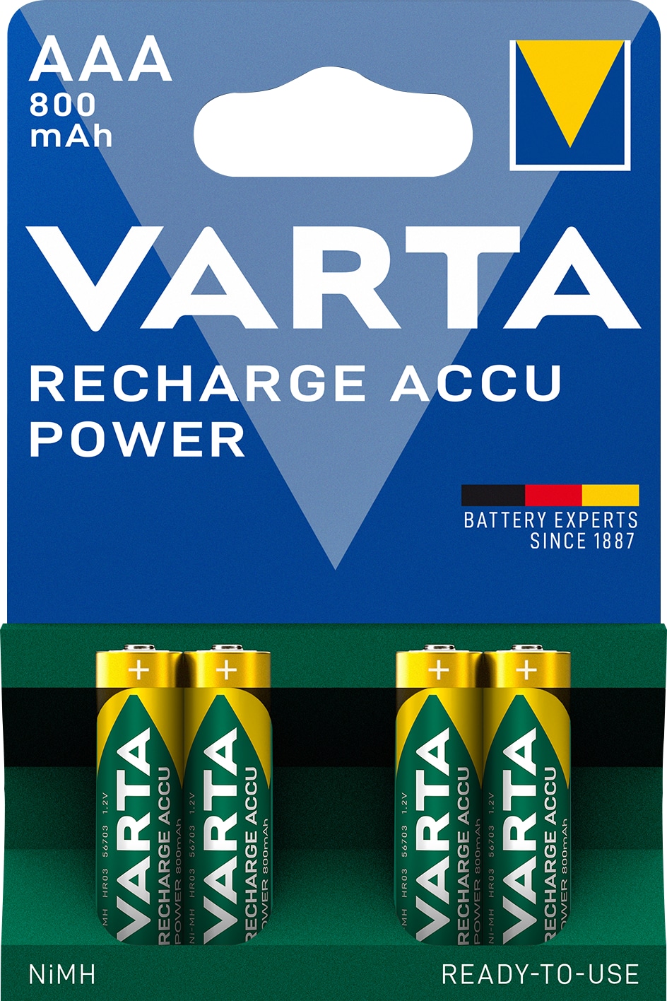 VARTA NiMH-Micro-Akku 56703, 800 mAh, 4 Stück VARTA NiMH-Micro-Akku 56703, 800 mAh, 4 Stück
