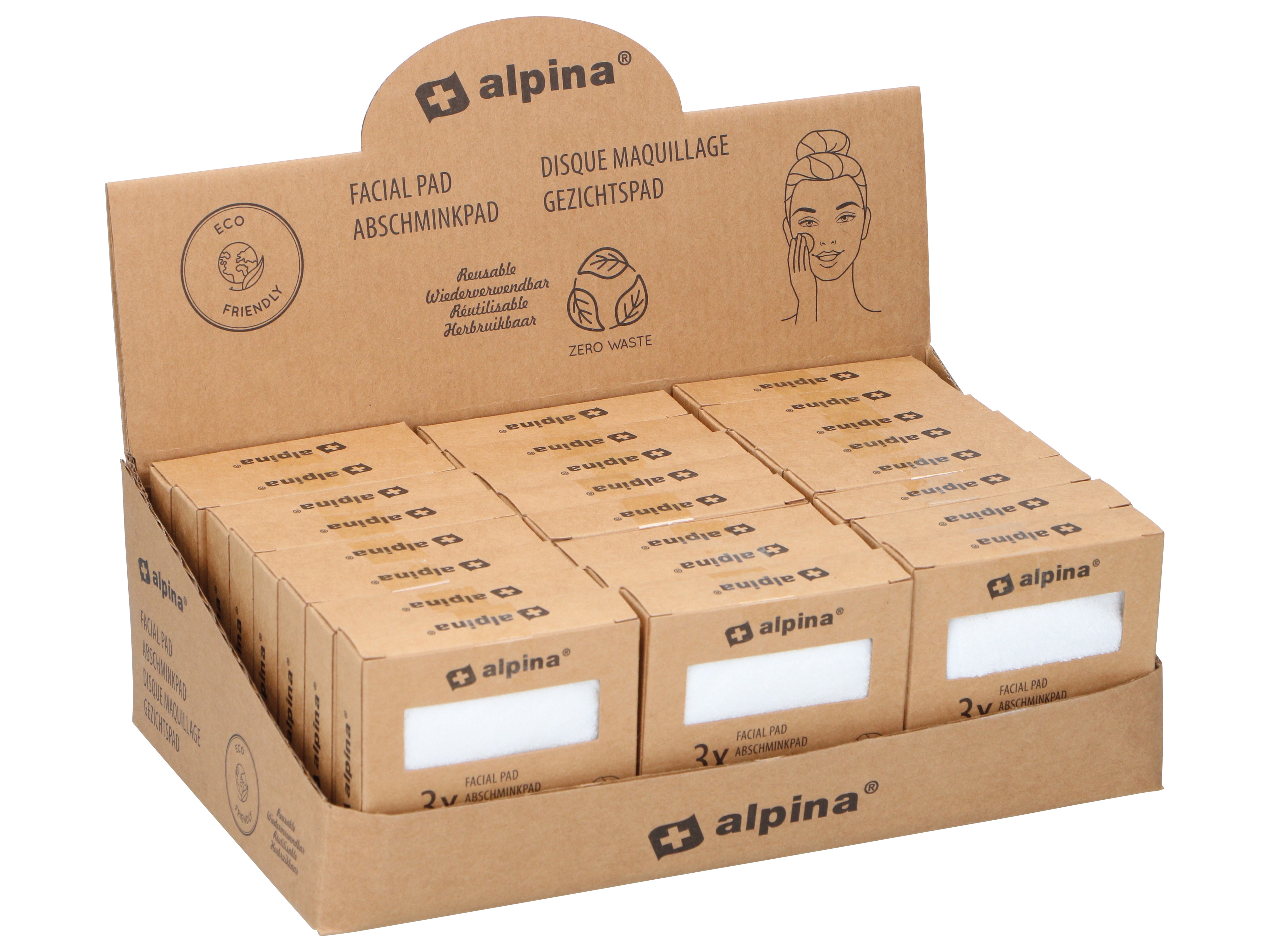 ALPINA Abschminktücher, 3 Stück, wiederverwendbar