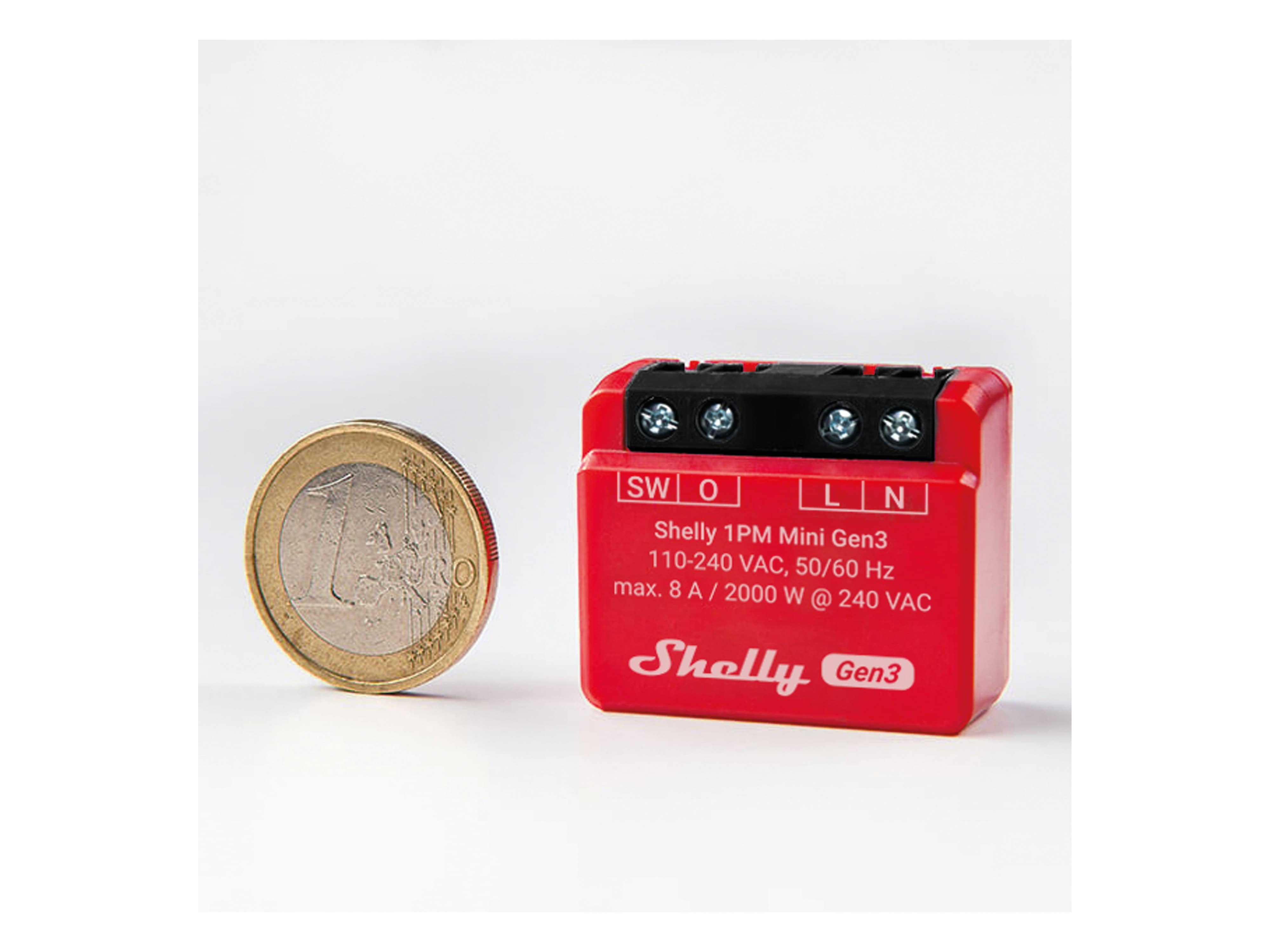 SHELLY WLAN-Schaltaktor 1PM Mini Gen 3, rot, 2 Stück SHELLY WLAN-Schaltaktor 1PM Mini Gen 3, rot, 2 Stück