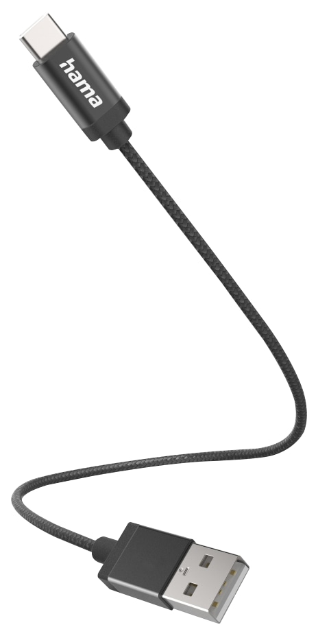 HAMA USB-Ladekabel USB-A - USB-C, 0,2 m, Nylon, Schwarz HAMA USB-Ladekabel USB-A - USB-C, 0,2 m, Nylon, Schwarz