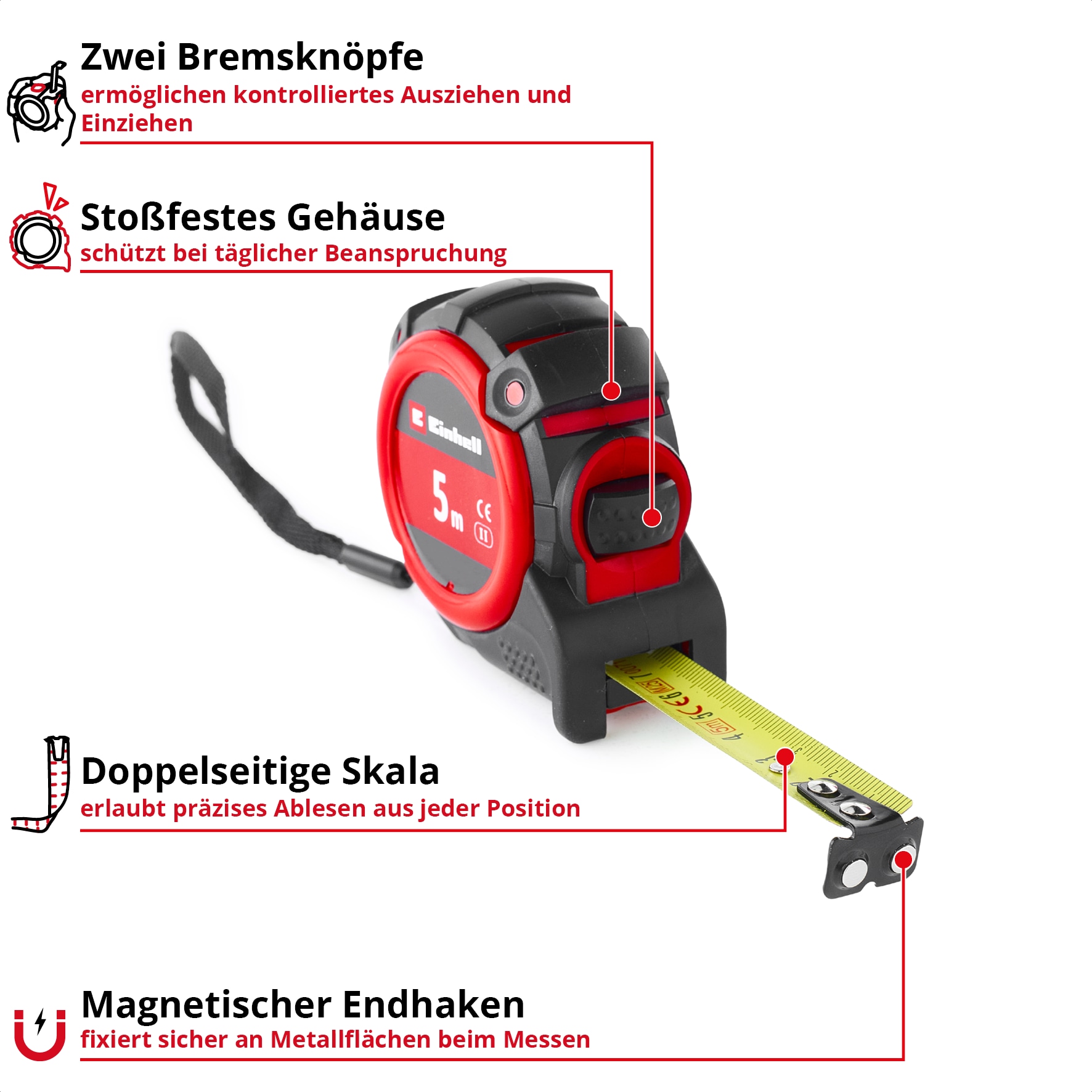 EINHELL Bandmaß, 370550, 5 m