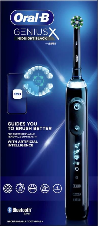 ORAL-B Elektrische Zahnbürste Genius X, Midnight Black, 6 Programme, Bluetooth