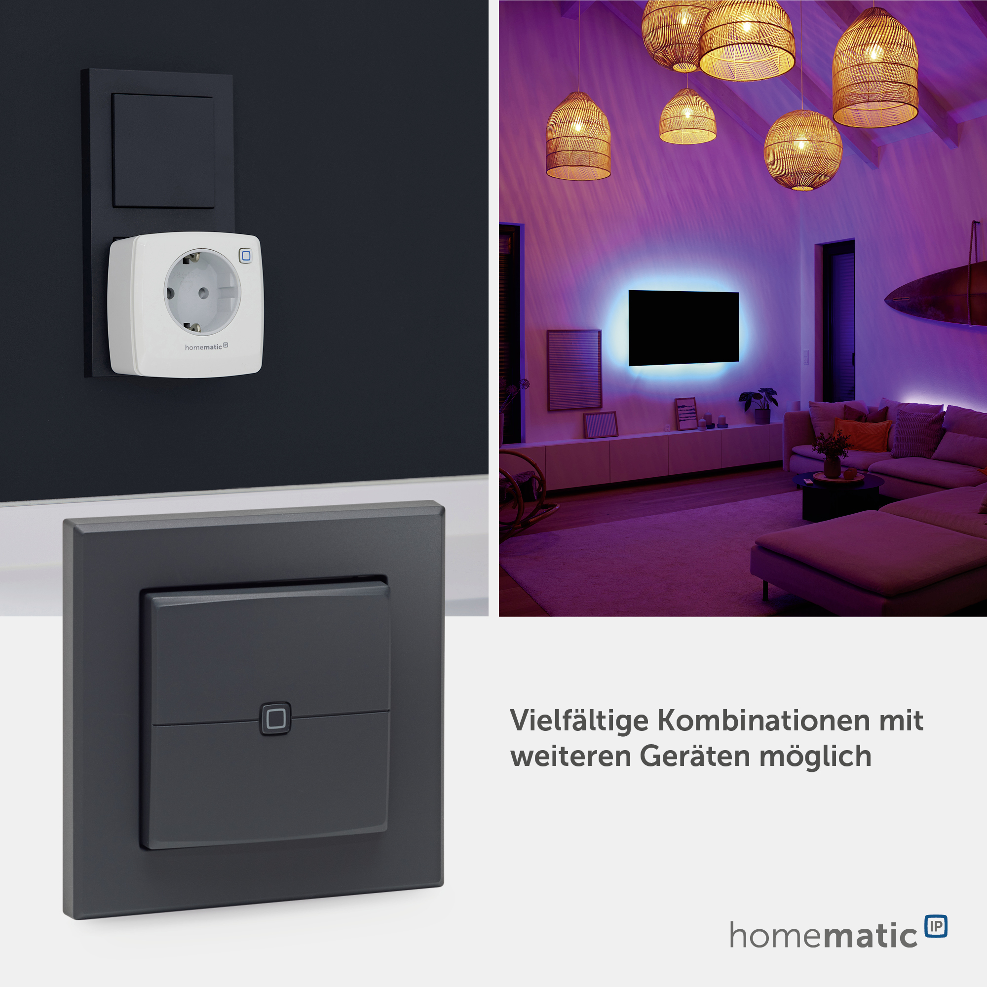 HOMEMATIC IP 161869A0 Wandtaster 2-fach anthrazit HOMEMATIC IP 161869A0 Wandtaster 2-fach anthrazit