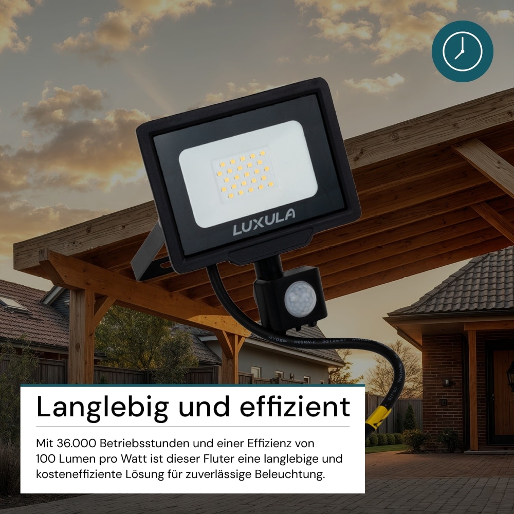 LUXULA LED-Fluter mit Bewegungsmelder, EEK: F, 20W, 2000lm, 3000K, schwarz LUXULA LED-Fluter mit Bewegungsmelder, EEK: F, 20W, 2000lm, 3000K, schwarz