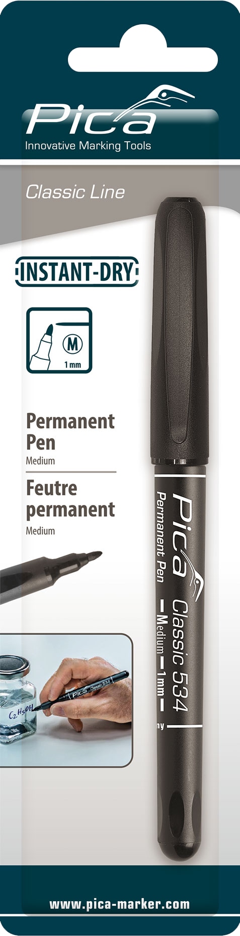 PICA Classic Permanent Pen, 534/46/SB, Medium, schwarz