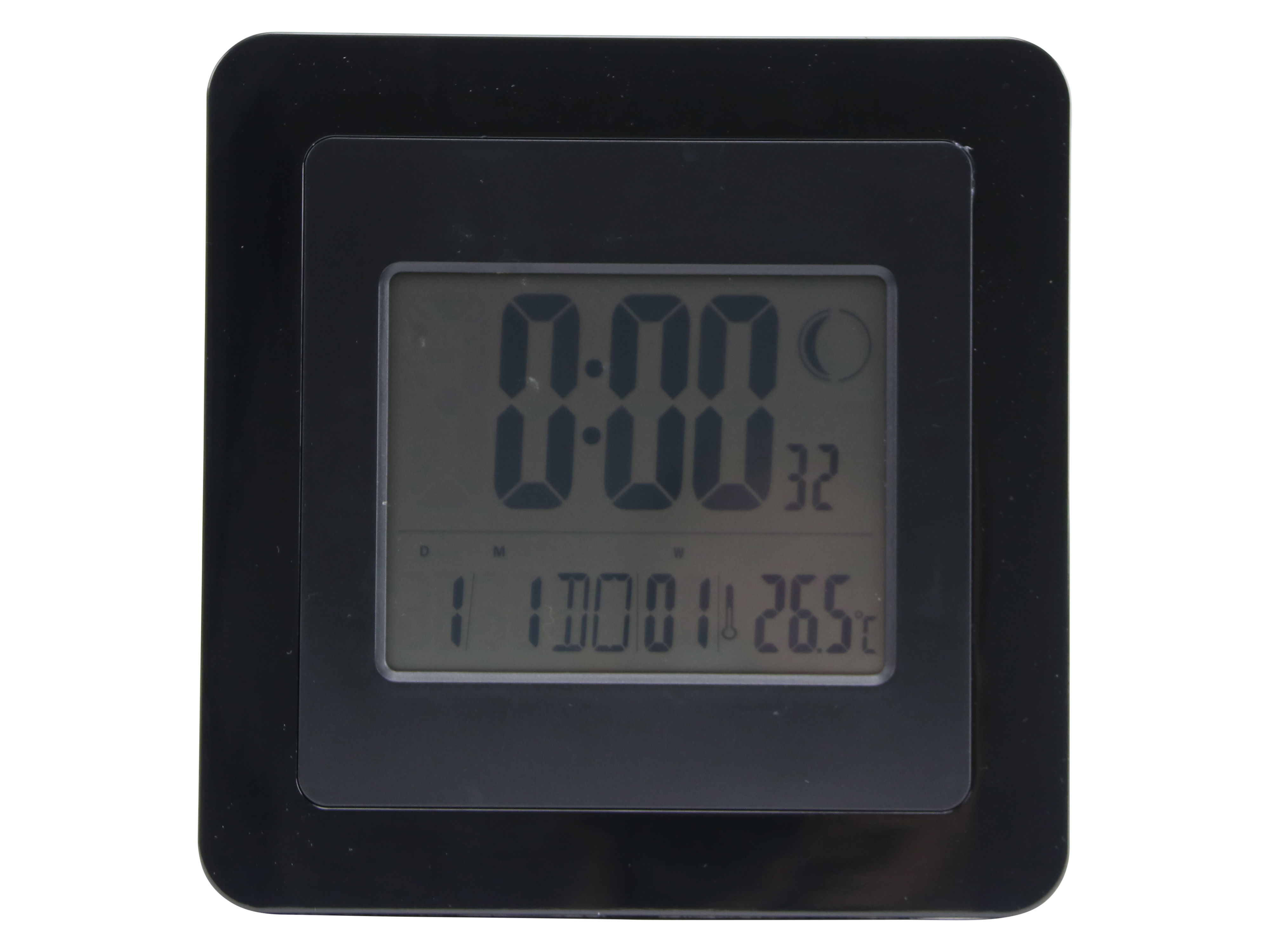 Digitale Funkuhr, Datumsanzeige, Wecker, Temperaturanzeige, groß, Schwarz