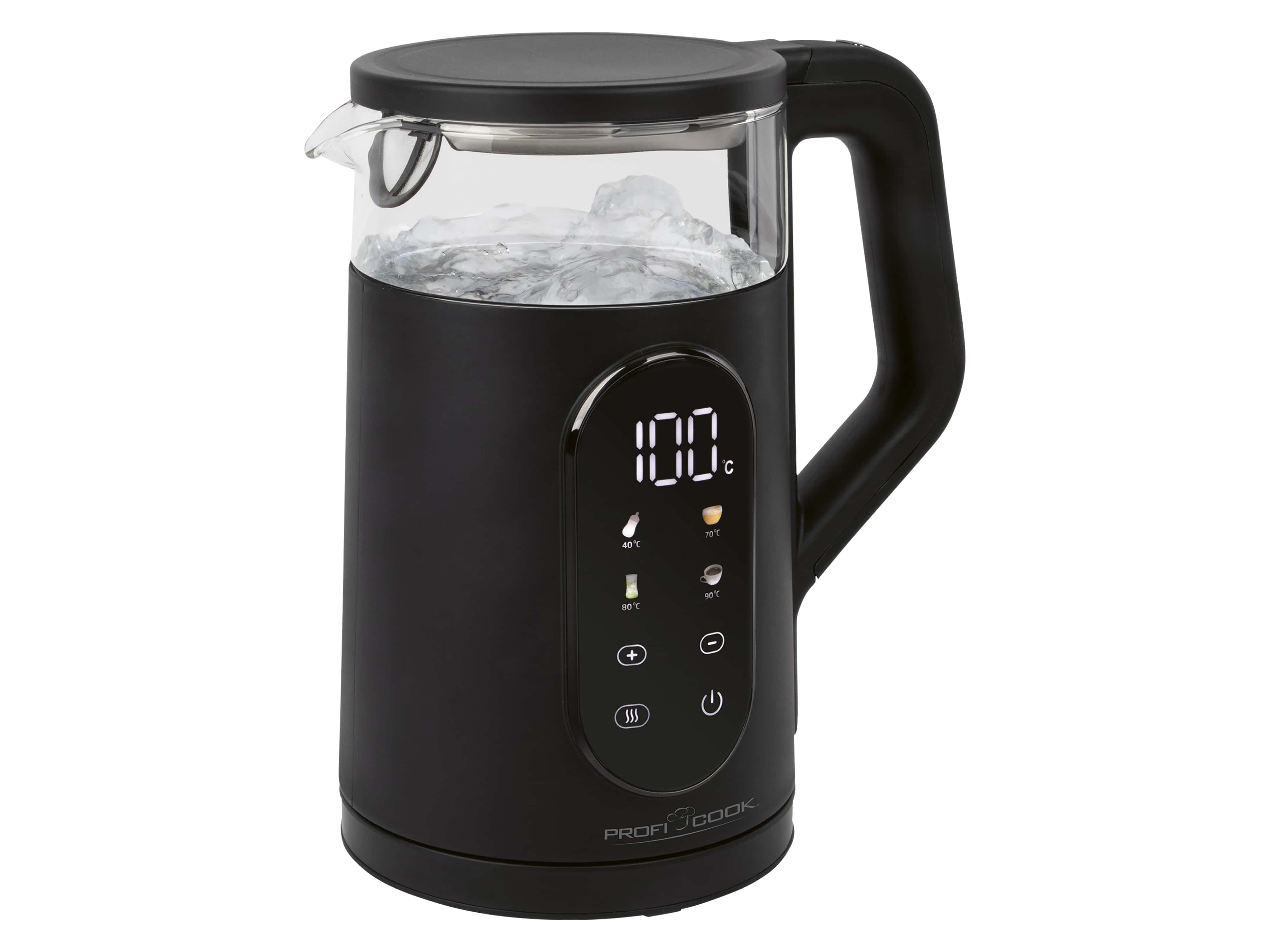PROFICOOK Glas-Wasserkocher PC-WK 1328 G, 1,7L, varriable Temperatur, Touch-Display