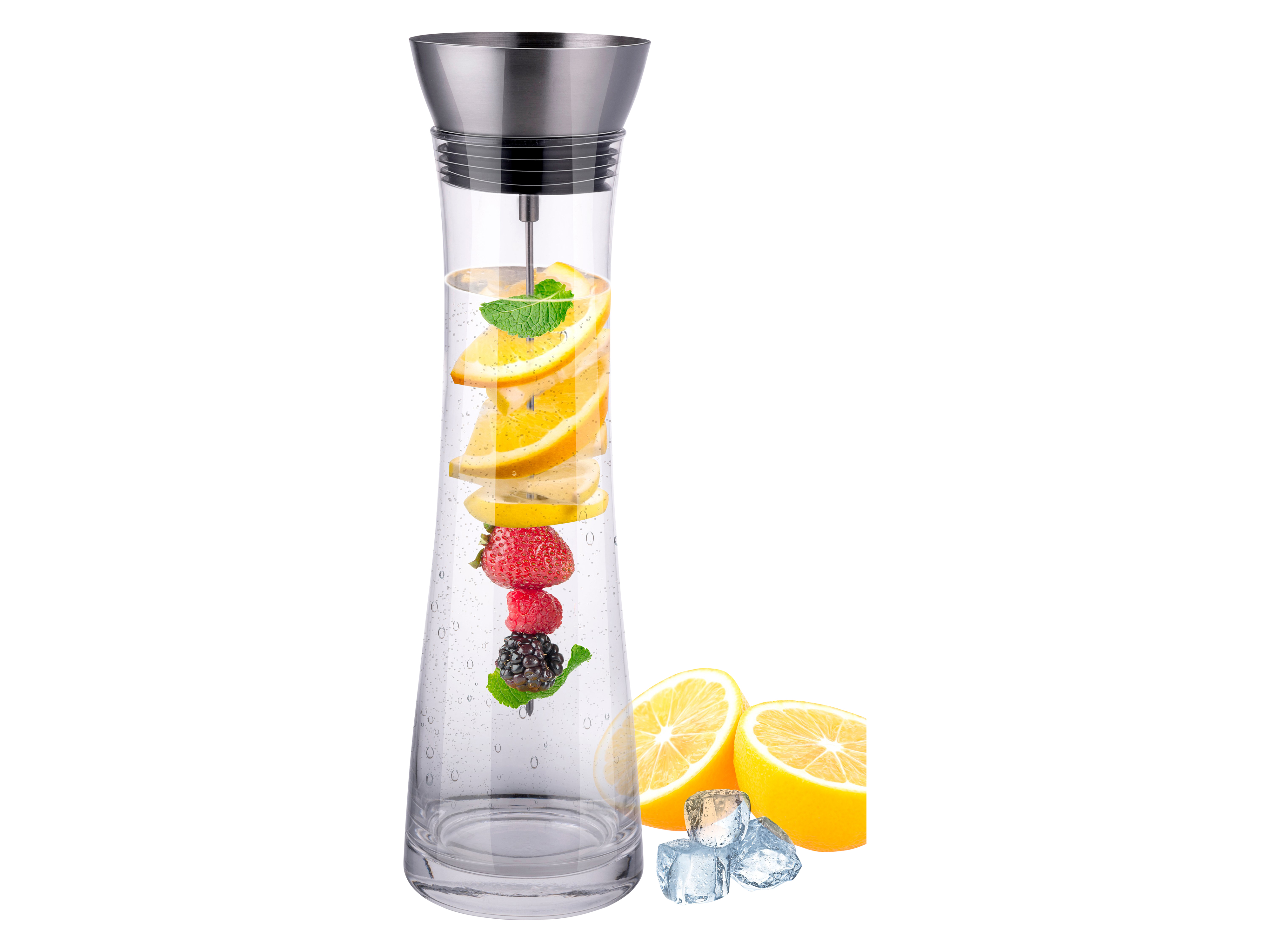 ALPINA Karaffe aus Glas, mit Spieß, 1.1L, Glas & Edelstahl, elegantes Design ALPINA Karaffe aus Glas, mit Spieß, 1.1L, Glas & Edelstahl, elegantes Design