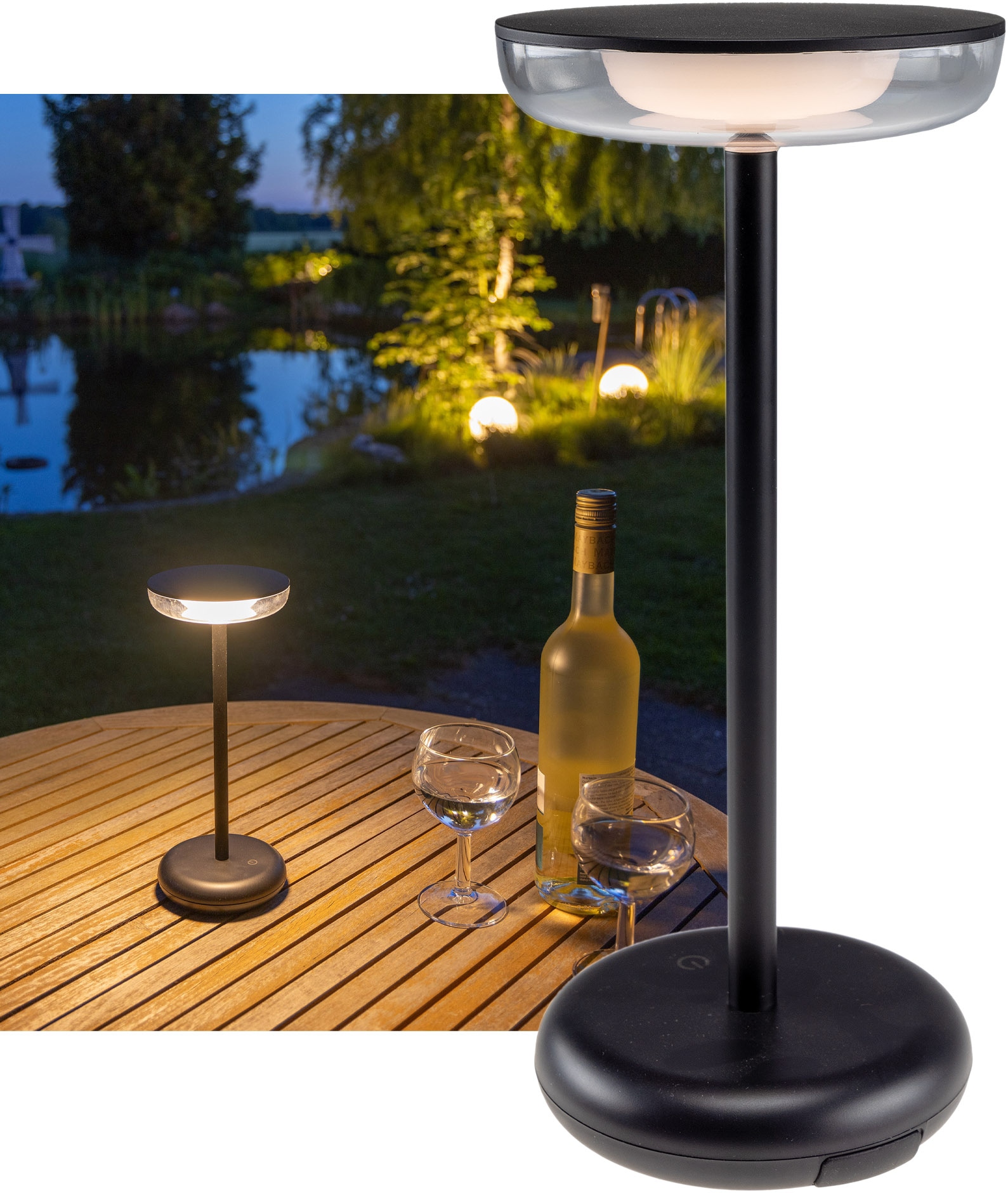 CHILITEC LED Akku Tischleuchte Foco Luz, 2900K, dimmbar, schwarz