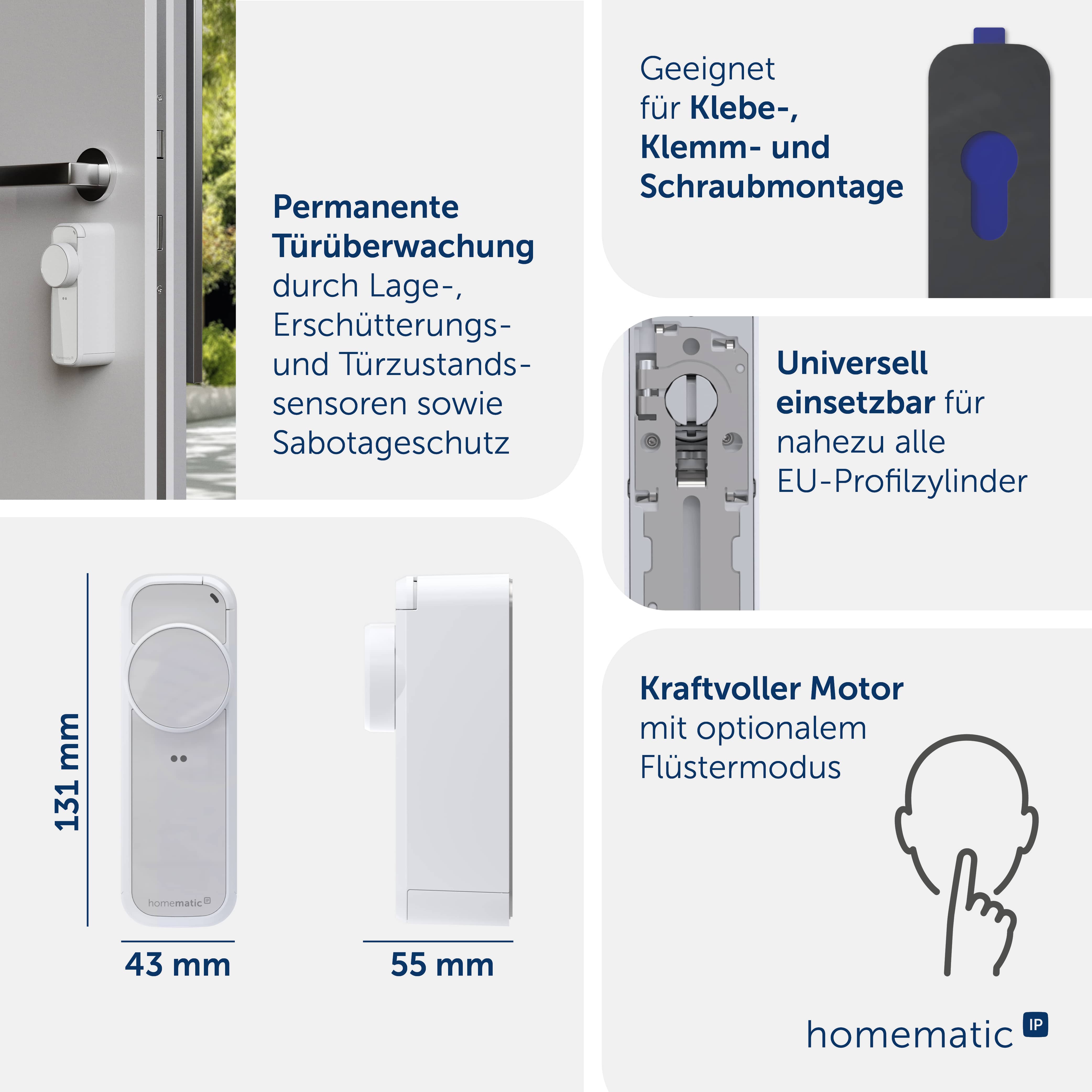 HOMEMATIC IP 162822A0, Türschlossantrieb pro, weiß-silber HOMEMATIC IP 162822A0, Türschlossantrieb pro, weiß-silber
