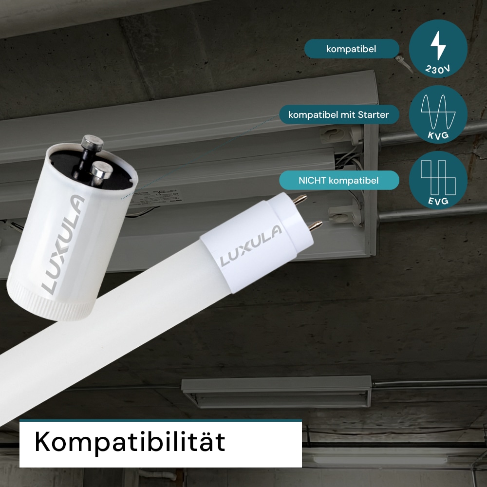 LUXULA LED-Röhre 2160lm LX100821, T8, 6000K, 120lm/W, 18W, mit Brücke LUXULA LED-Röhre 2160lm LX100821, T8, 6000K, 120lm/W, 18W, mit Brücke