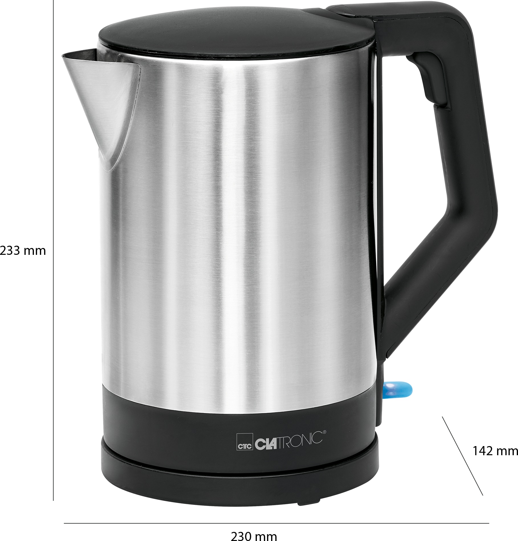 CLATRONIC Wasserkocher WKS 3692, 1,5 L, 1850 W, Cordless, schwarz