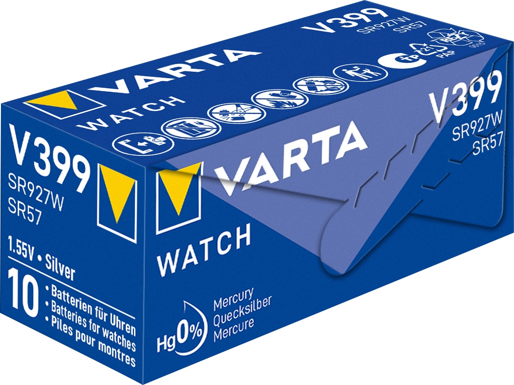 VARTA Knopfzelle Silver Oxide, 399 SR57, 1.55V, 10 Stück