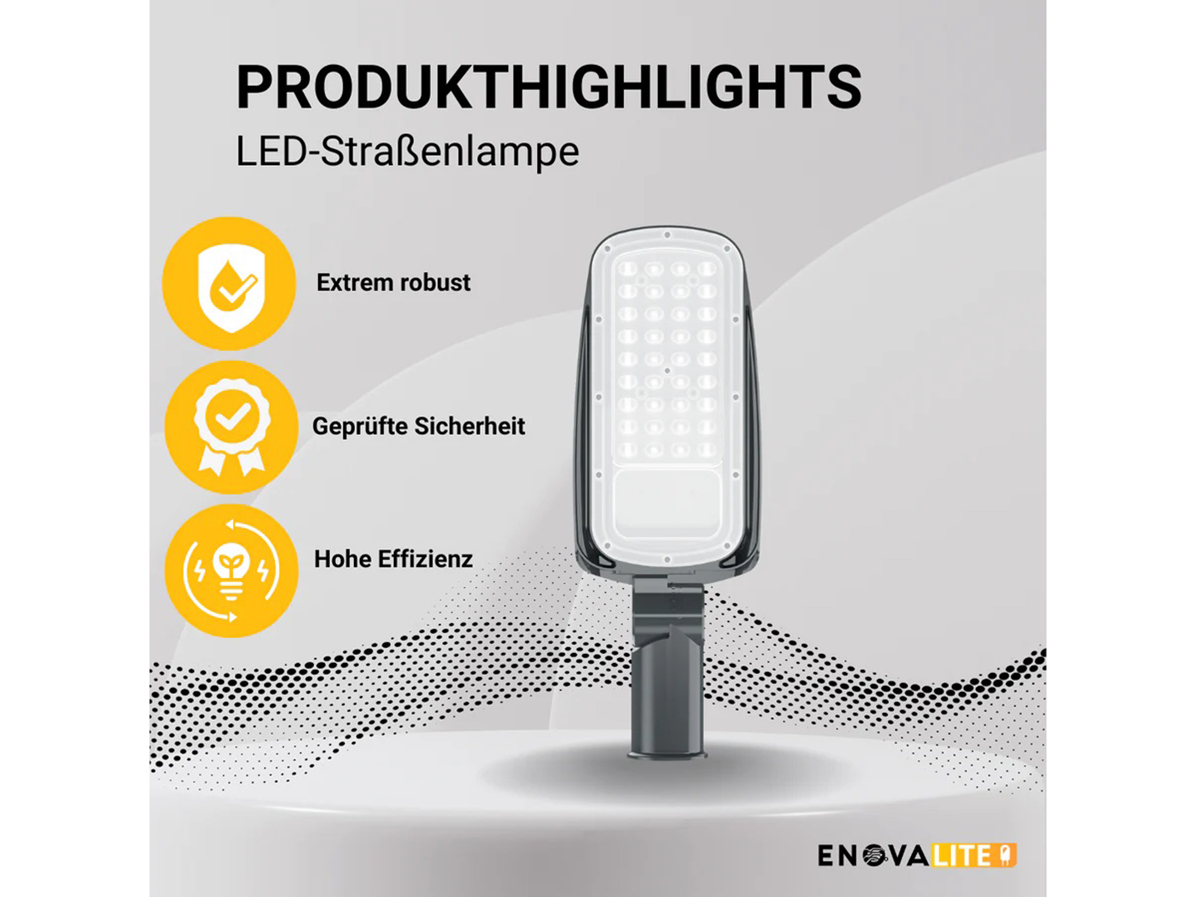 ENOVALITE LED-Straßenleuchte, EEK: D, 50W, 7000lm, 5000K, IP65