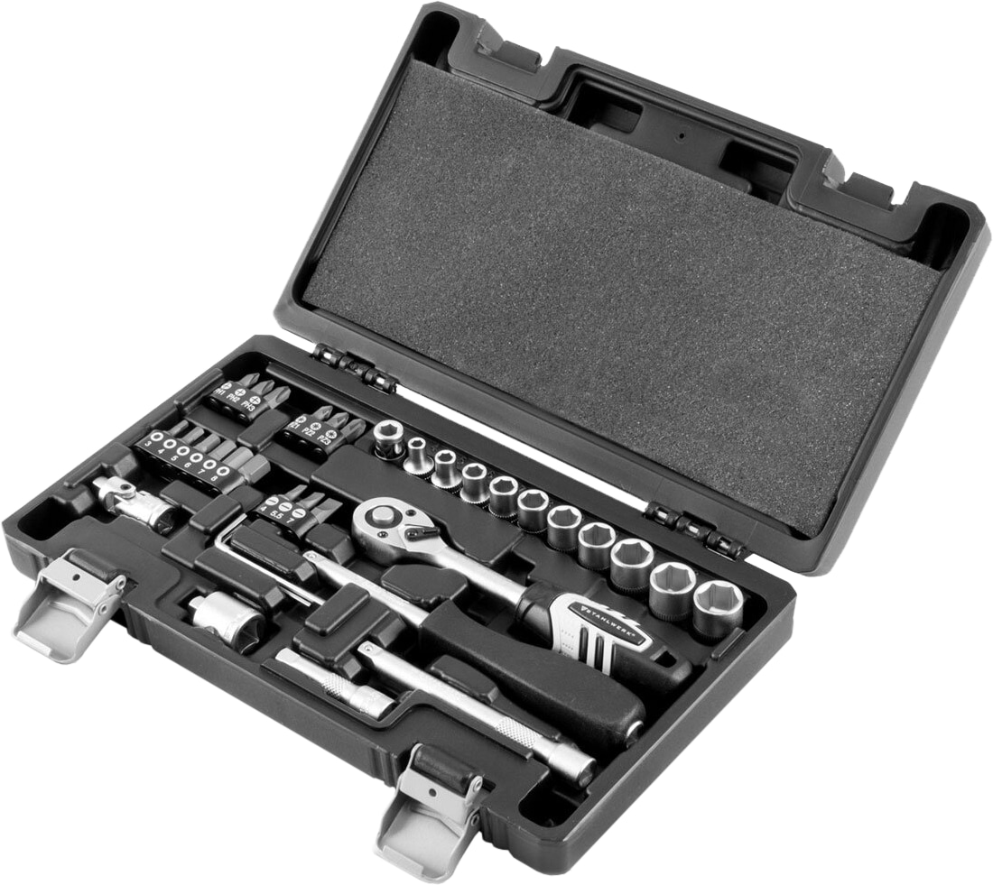 STAHLWERK Profi-Ratschen-Set, 4011, 1/4 Zoll Umschaltknarre, 35-teilig STAHLWERK Profi-Ratschen-Set, 4011, 1/4 Zoll Umschaltknarre, 35-teilig