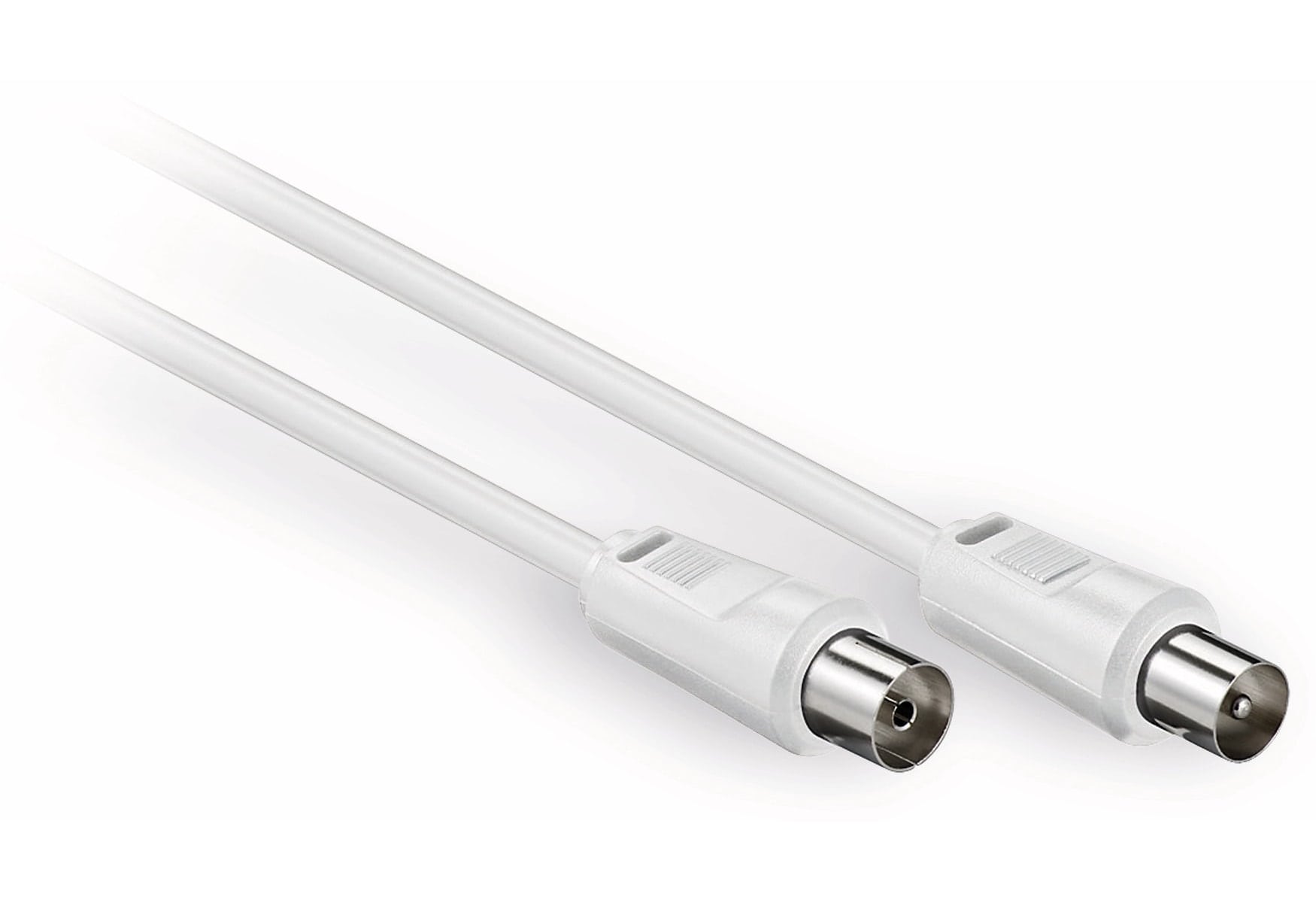 Antennenanschlusskabel, 2x Koax, weiß, 2,5m, 75dB