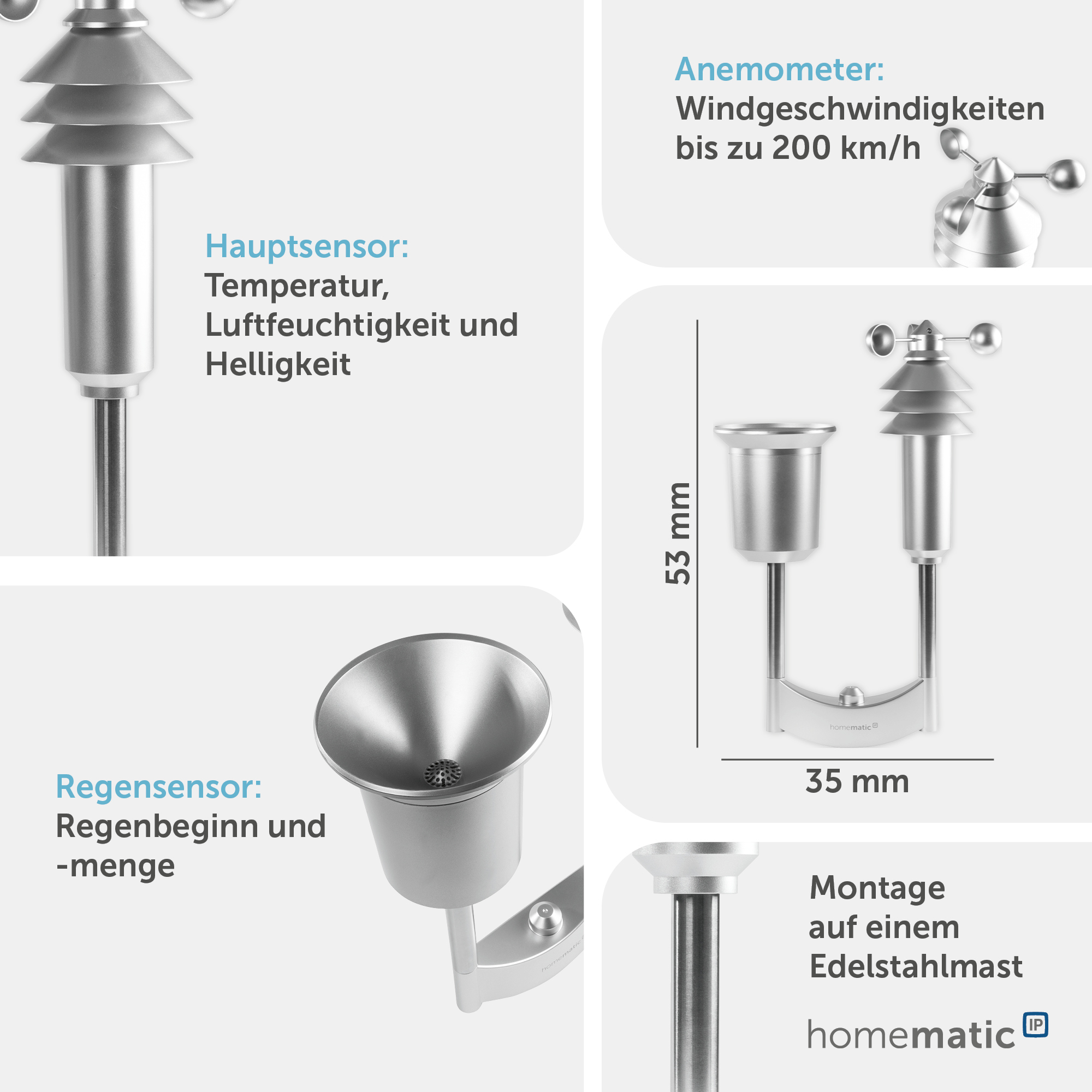HOMEMATIC IP Smart Home 152057A0, Wettersensor Plus
