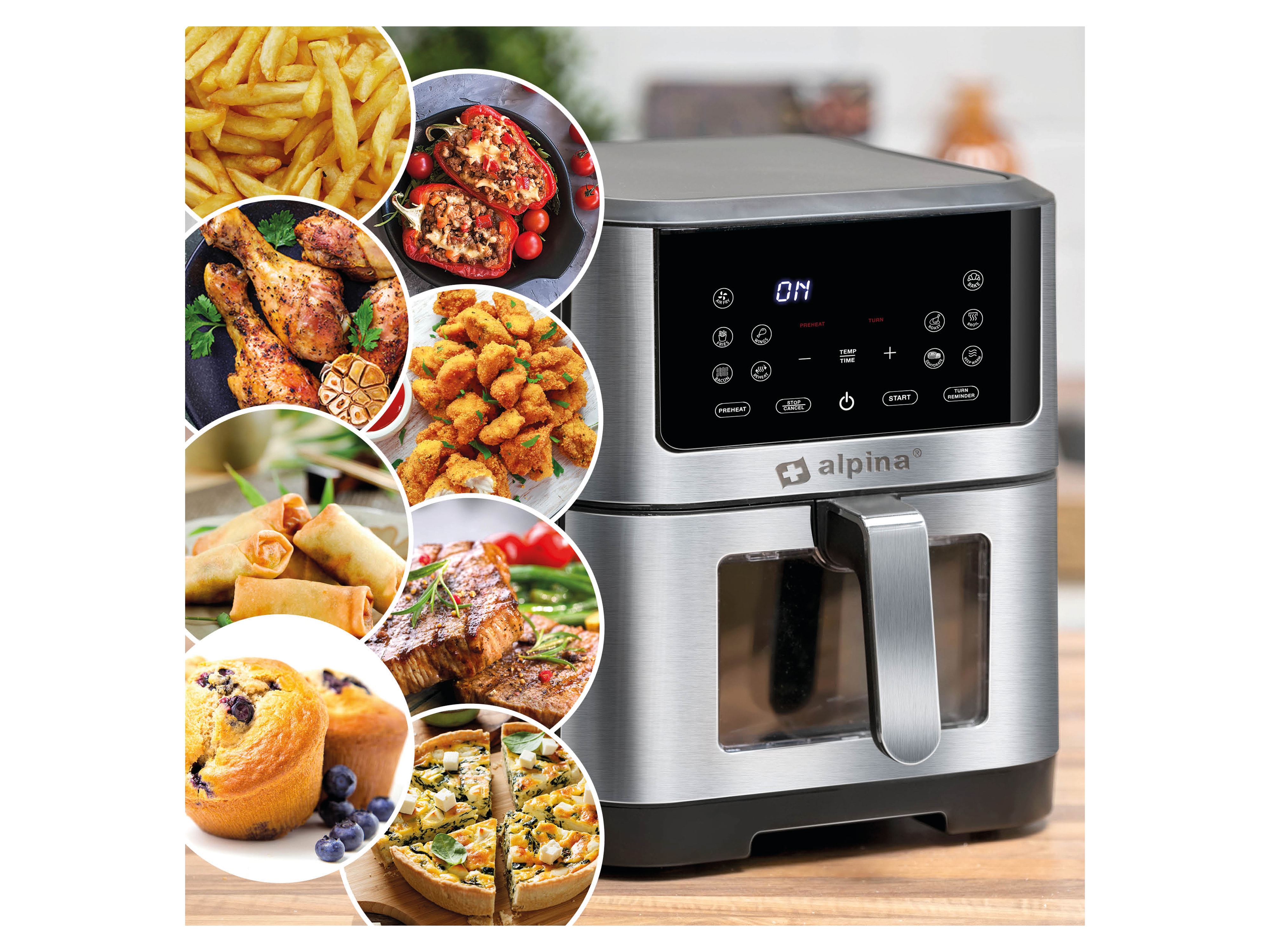 ALPINA Heißluftfritteuse, 8 L, 1800 W